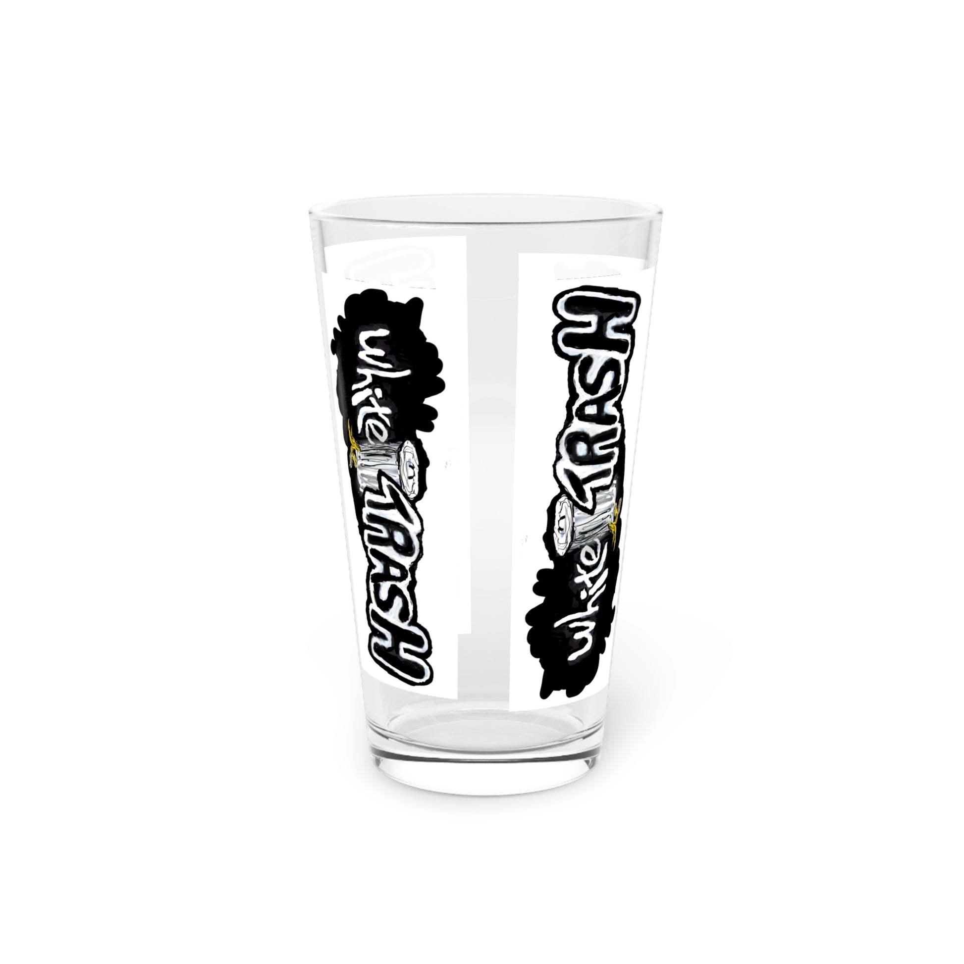 Funny Trash Pint Glass - 16oz Drinking Cup for Parties, Gifts, and Everyday Use