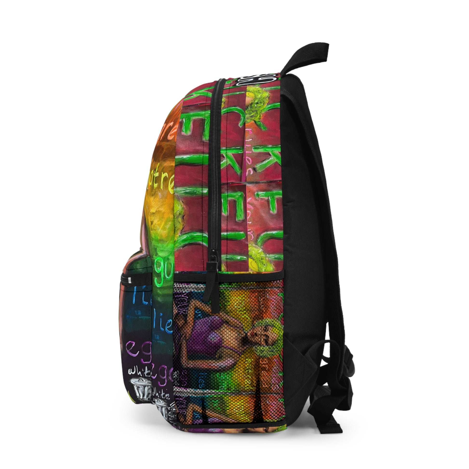 “Fuck Your Rules” Artistic Backpack with Vibrant Paintings for Creative Minds
