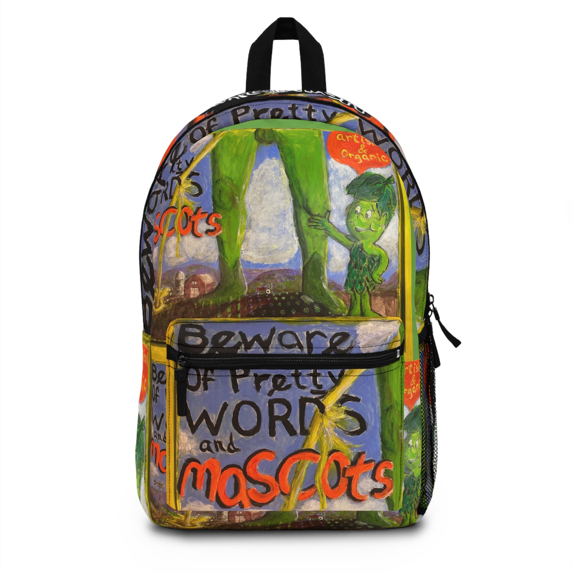 “Pretty Words” Artistic Backpack with Vibrant Paintings for Creative Minds