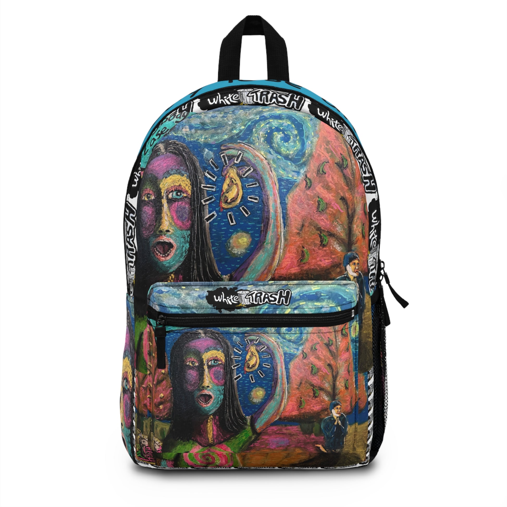 “Anybody Lose An Ear?” Artistic Backpack with Vibrant Paintings for Creative Mindse