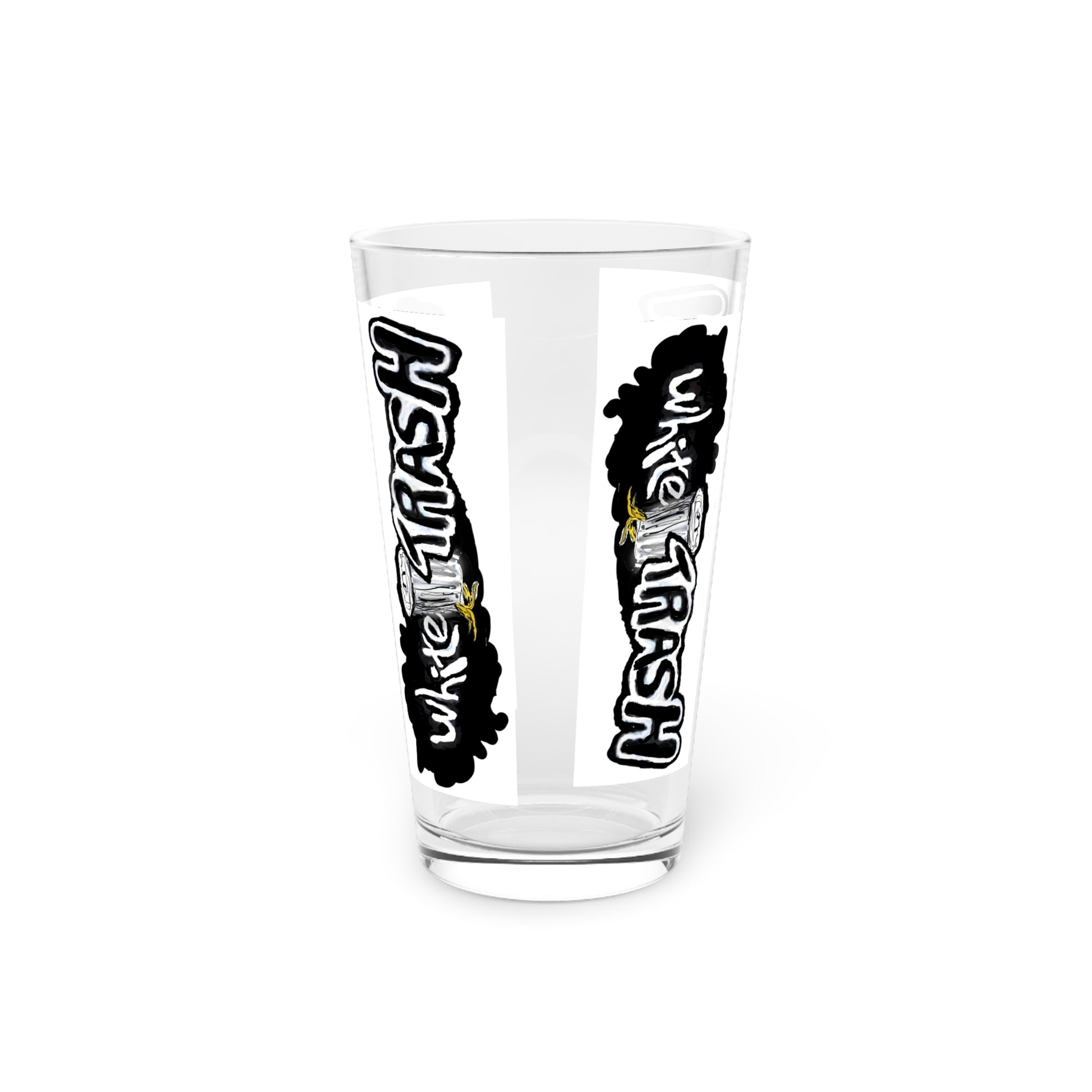 Funny Trash Pint Glass - 16oz Drinking Cup for Parties, Gifts, and Everyday Use