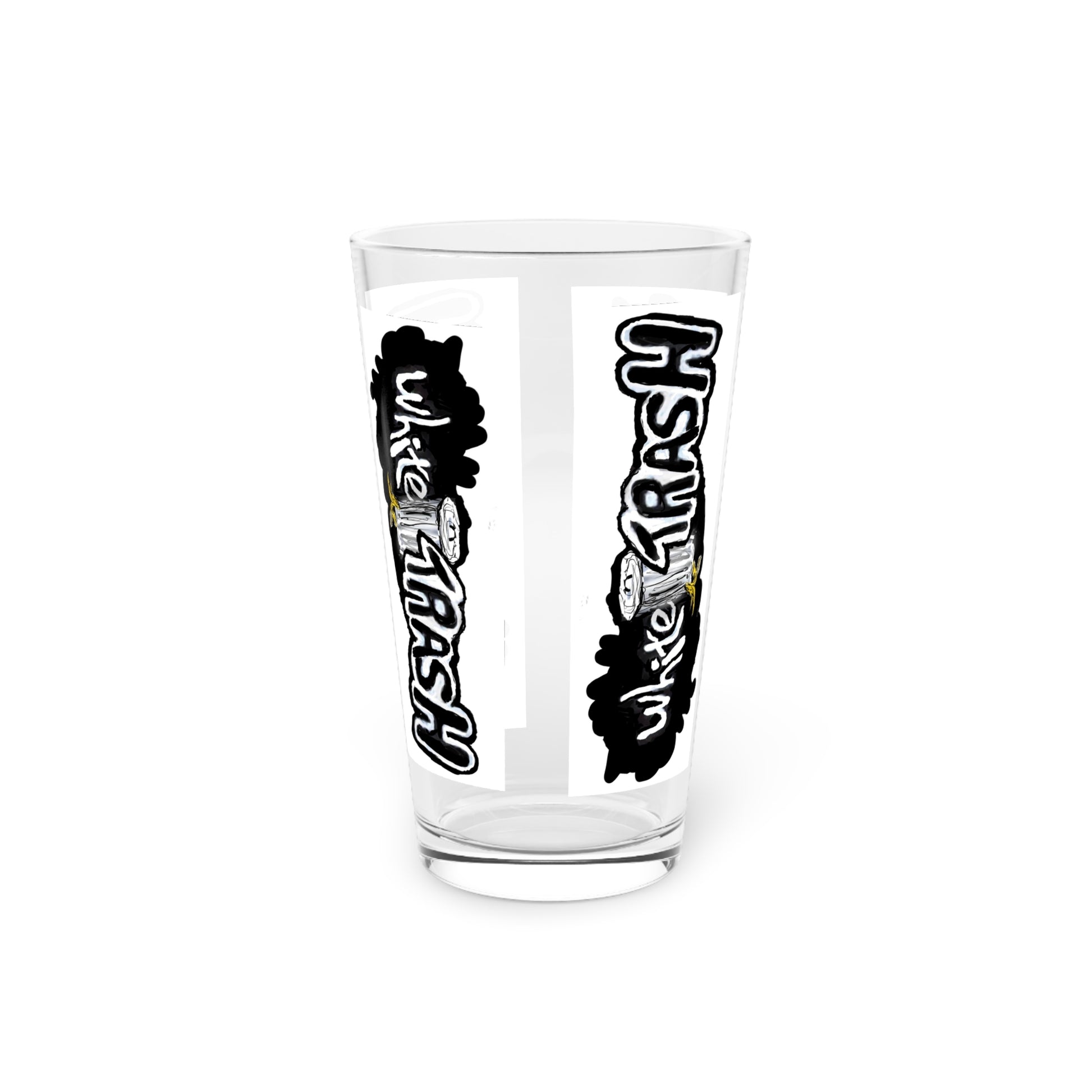Funny Trash Pint Glass - 16oz Drinking Cup for Parties, Gifts, and Everyday Use