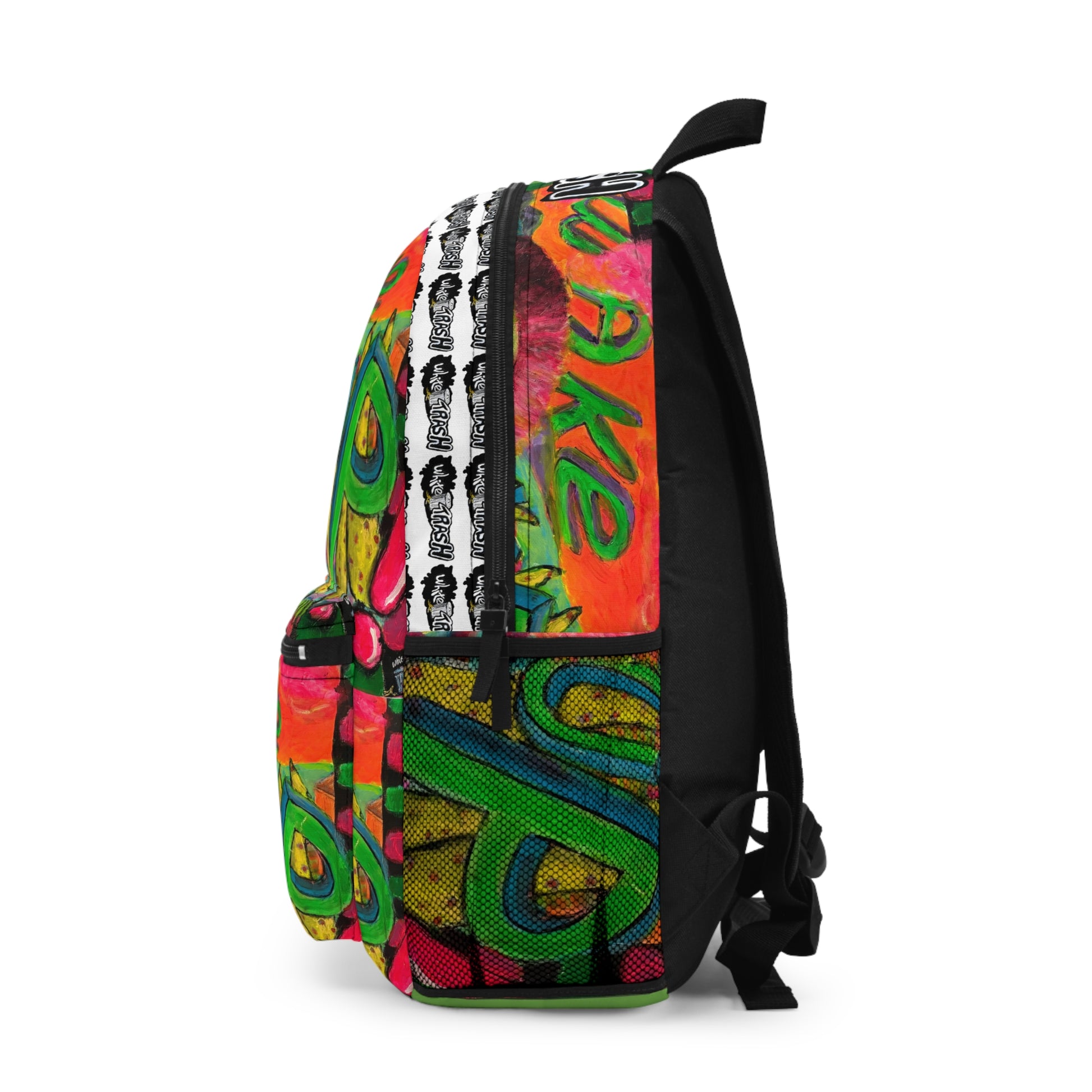 “Wake Up!” Artistic Backpack with Vibrant Paintings for Creative Minds