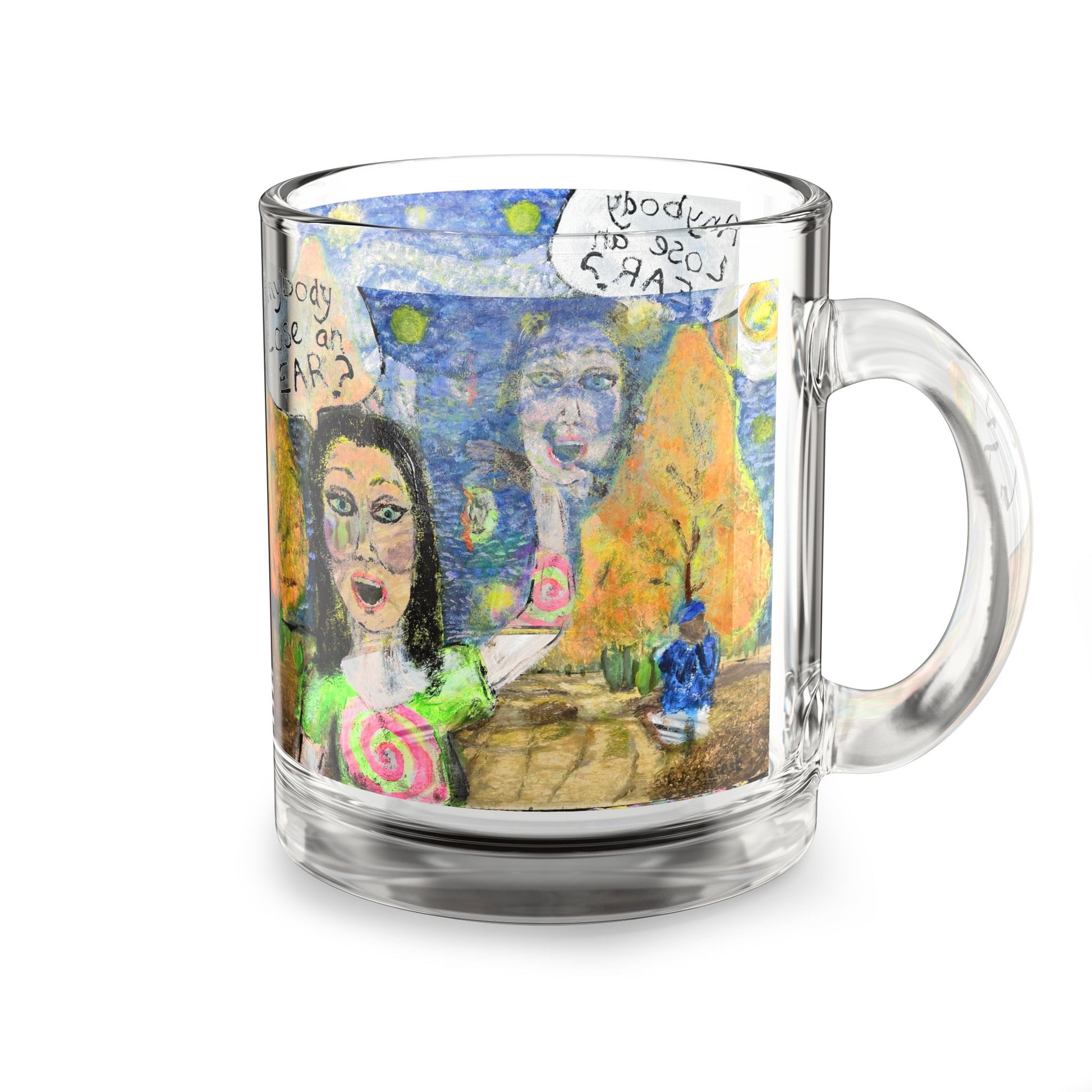 Whimsical Art Glass Mug - 10oz with Playful Design