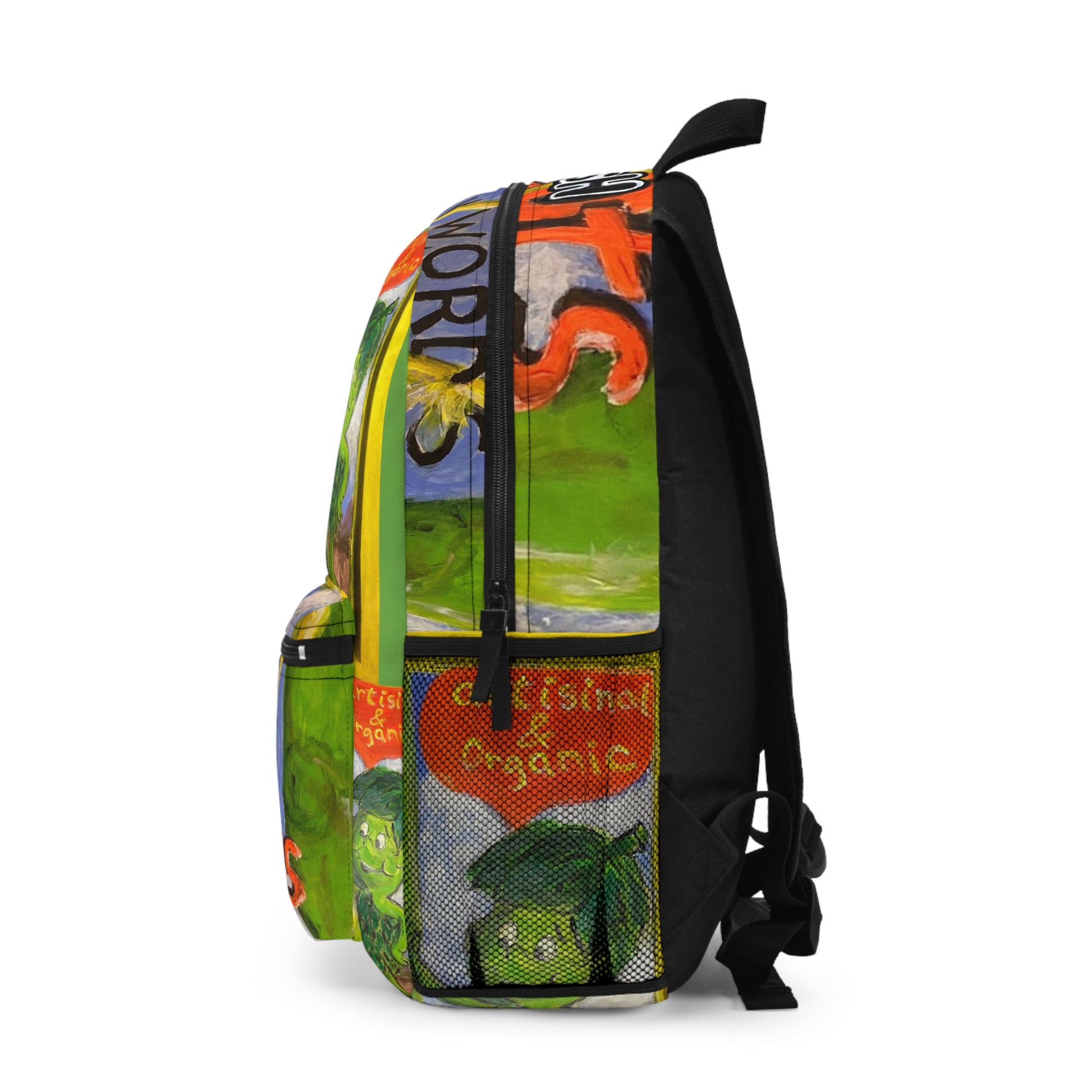 “Pretty Words” Artistic Backpack with Vibrant Paintings for Creative Minds