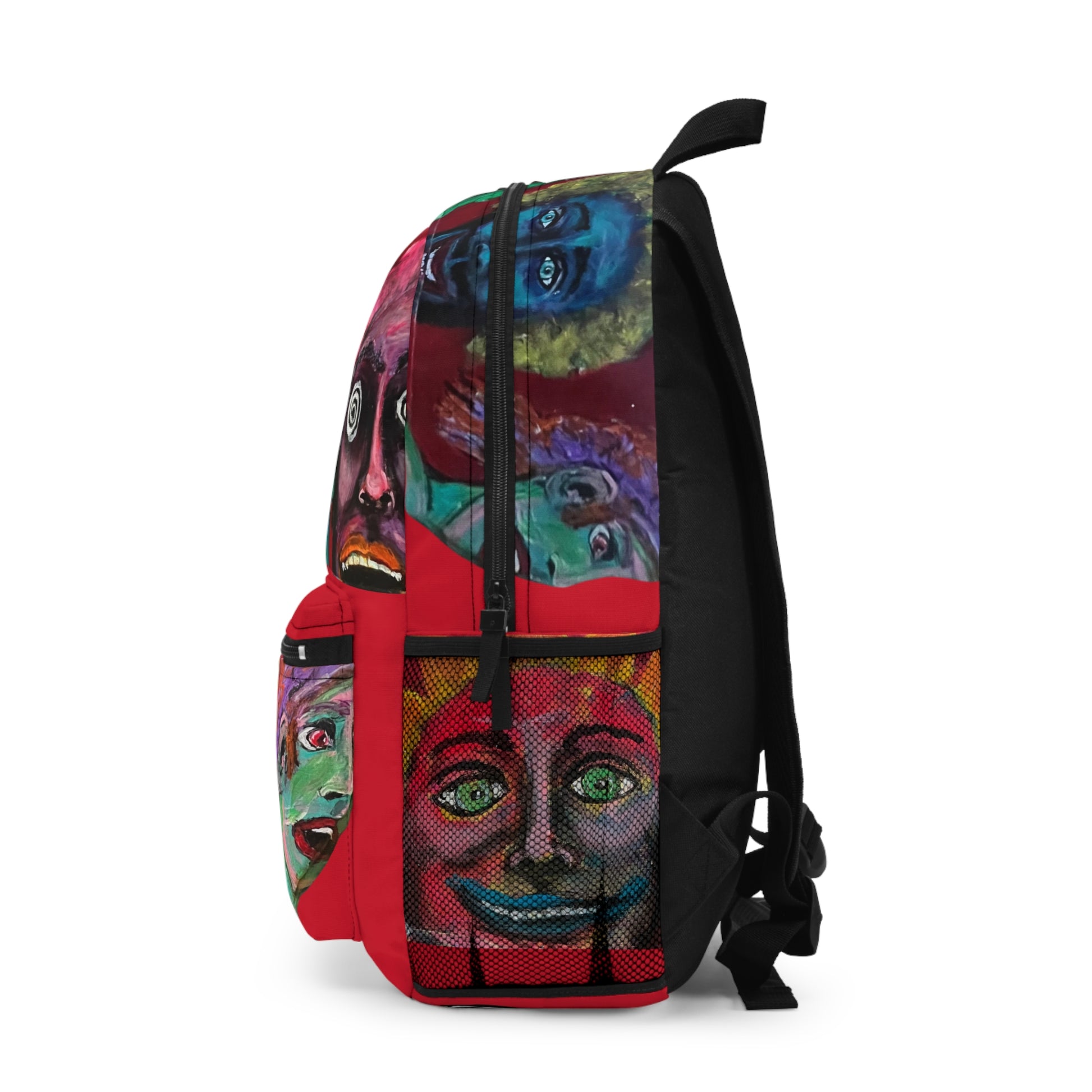 “Face to Face” Artistic Backpack with Vibrant Paintings for Creative Minds