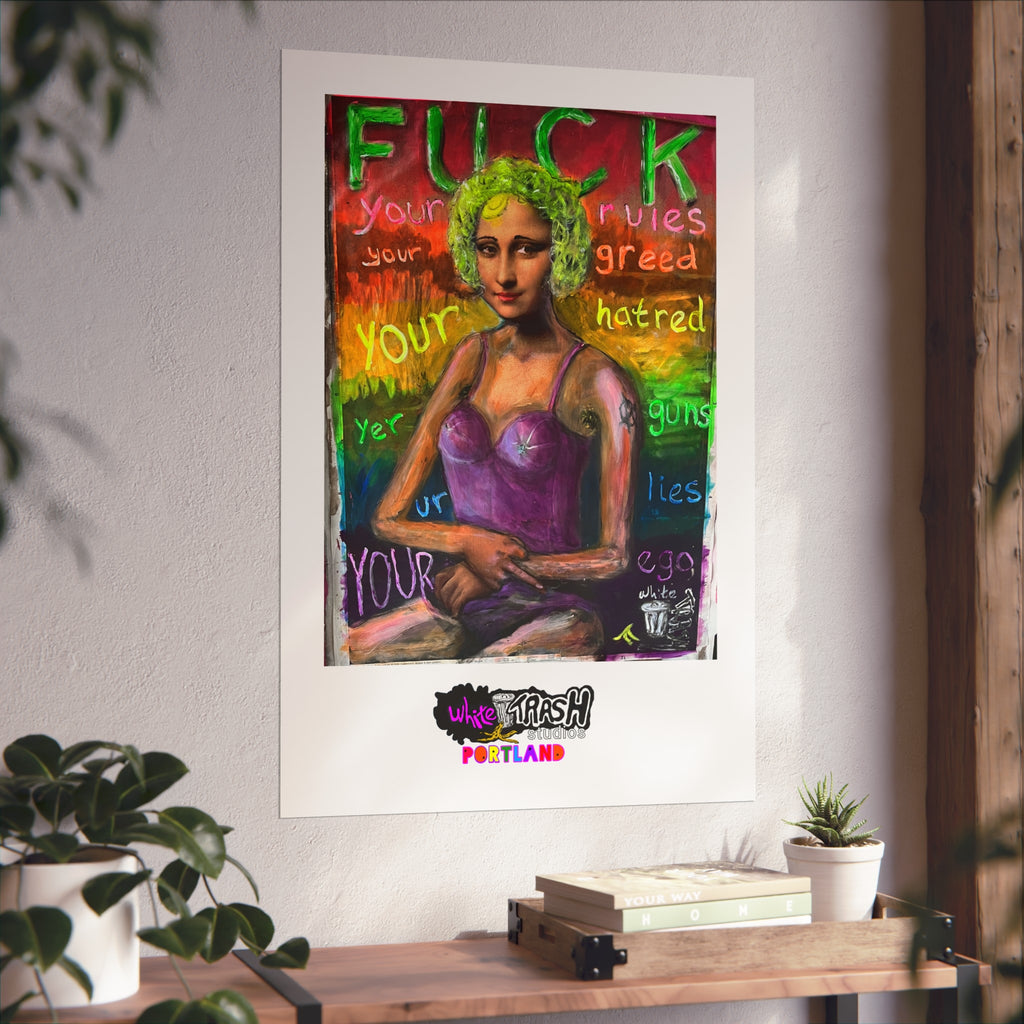 Fuck Your Rules - Fine Art Poster —  Space Satire Art Print