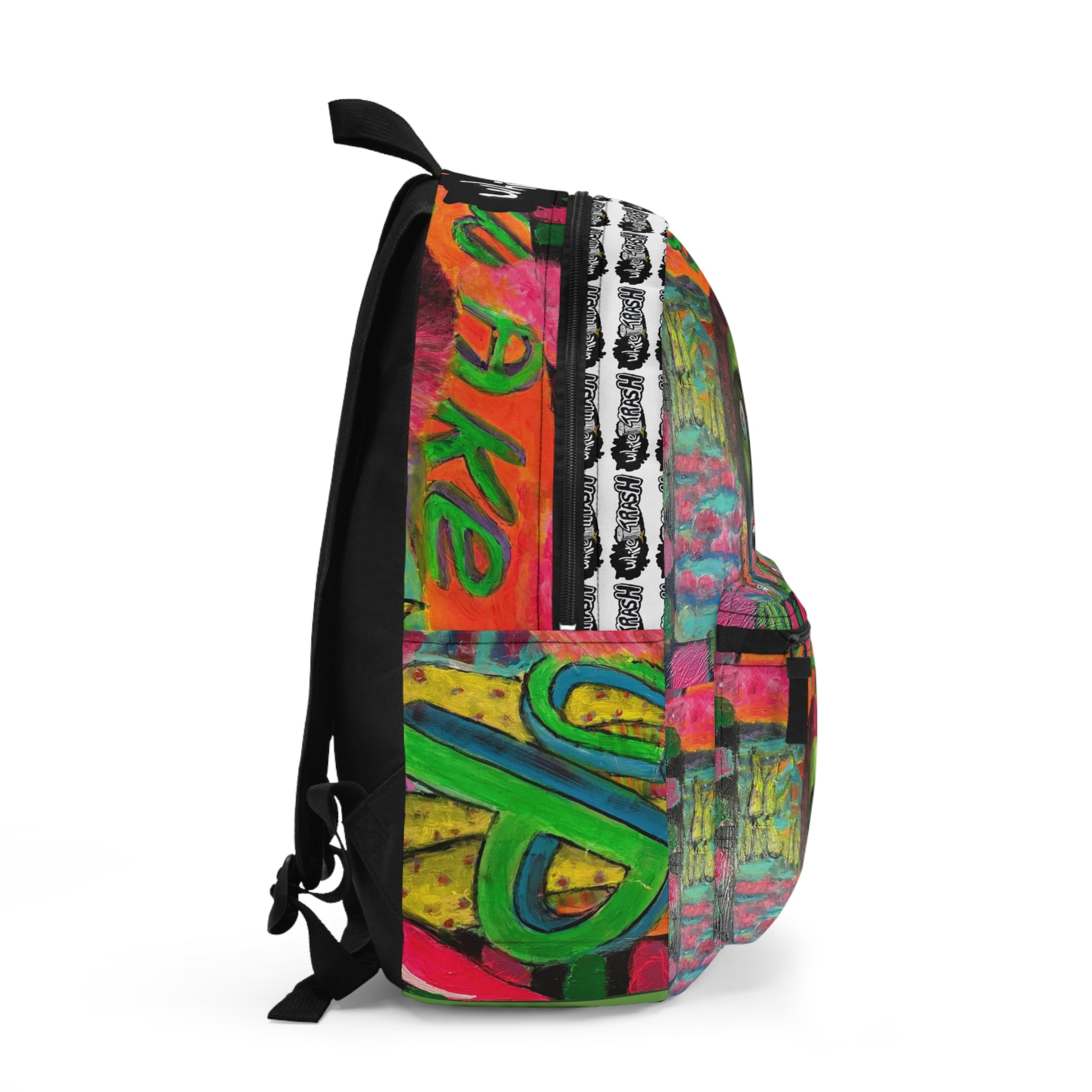 “Wake Up!” Artistic Backpack with Vibrant Paintings for Creative Minds