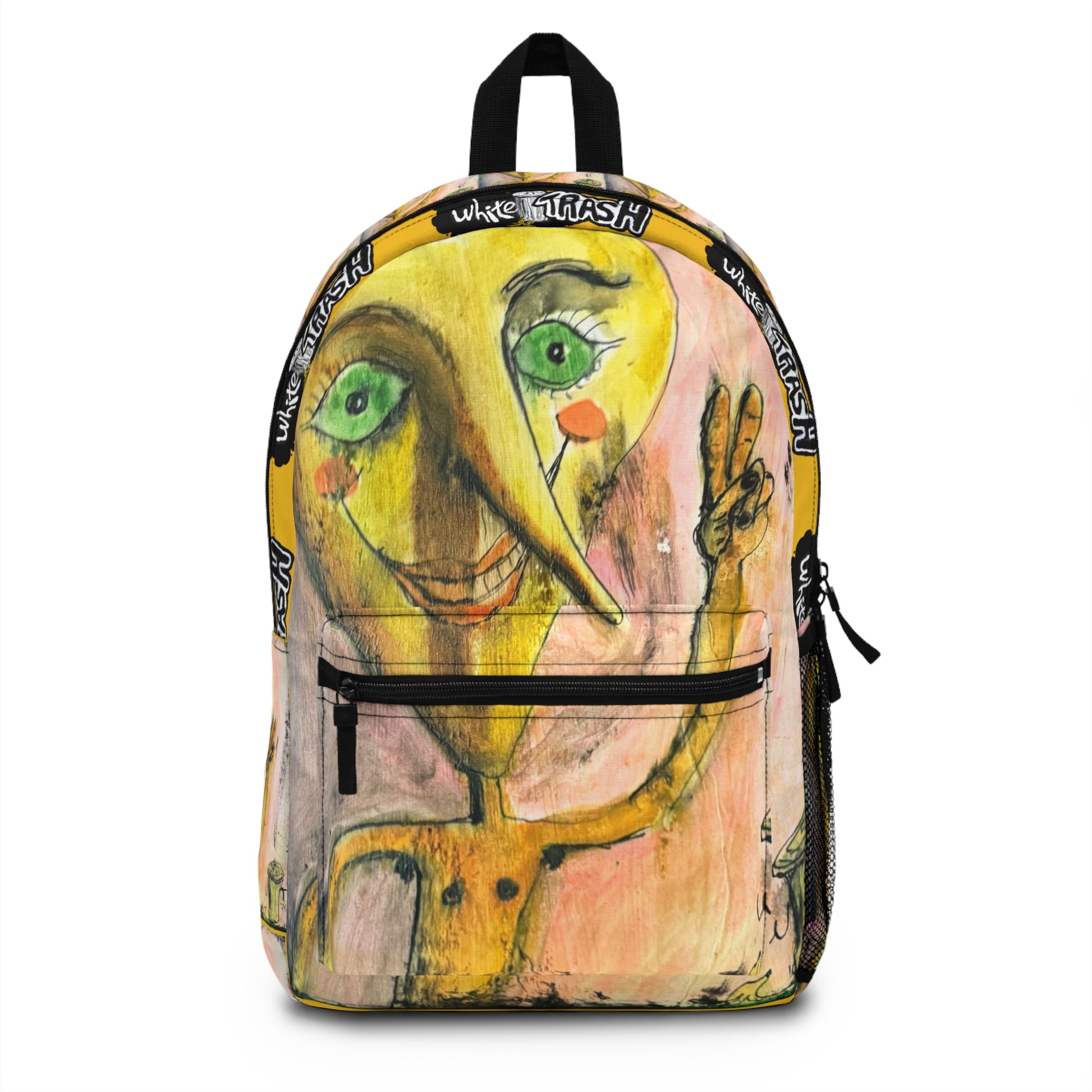 “Peace Man” Backpack - Unique Hand-Painted Design for Creative Spirits
