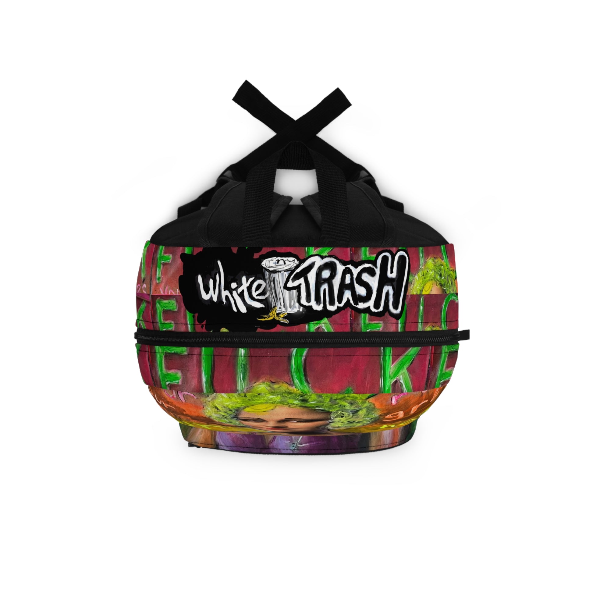 “Fuck Your Rules” Artistic Backpack with Vibrant Paintings for Creative Minds