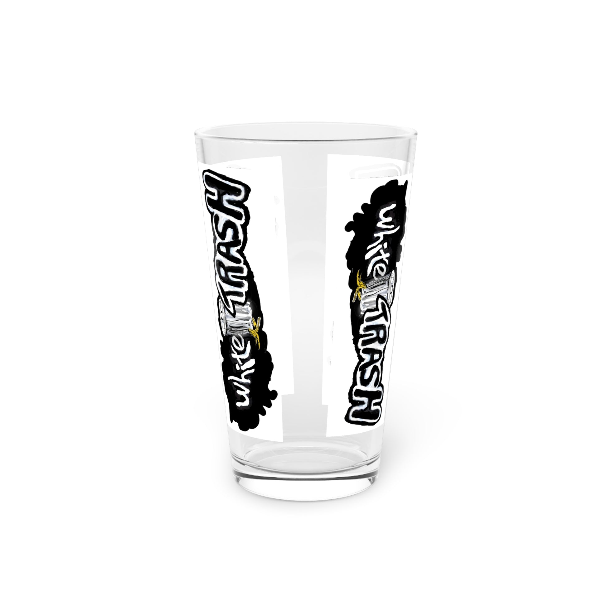 Funny Trash Pint Glass - 16oz Drinking Cup for Parties, Gifts, and Everyday Use