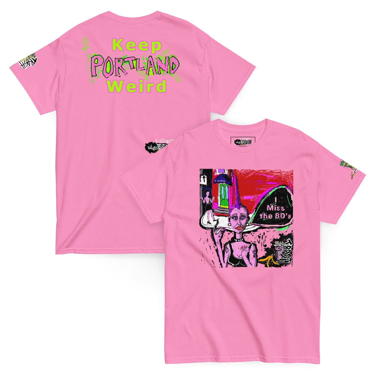 White Trash Studios Portland Original Art  Poseurs 80’s DC classic graphic t-shirt  in Pink