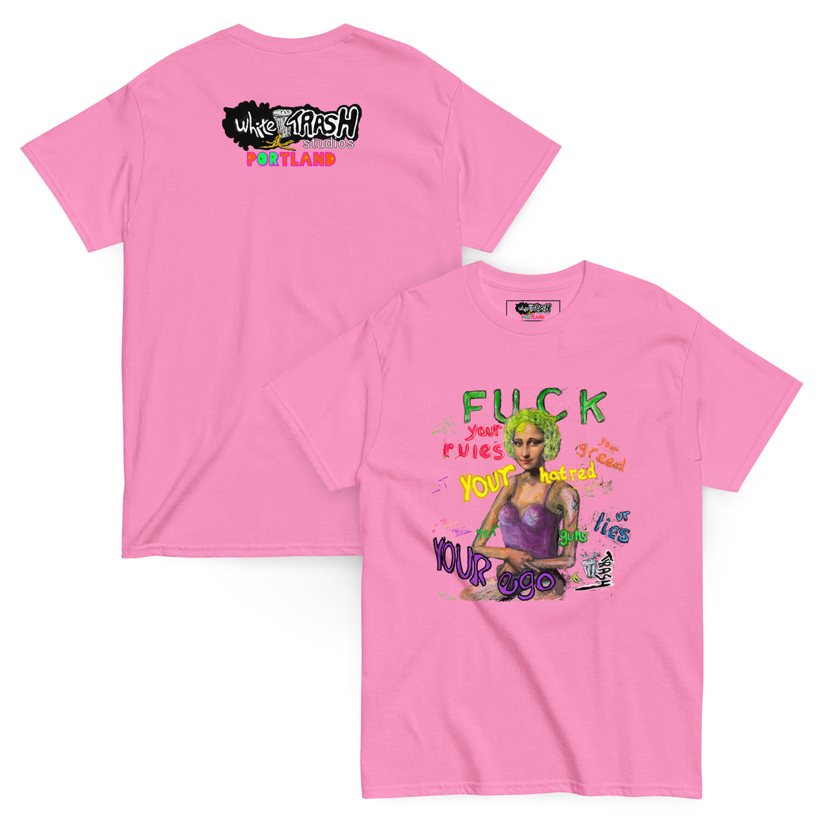 White Trash Studios Portland Original Art Mona Lisa Graphic t-shirt  in Pink