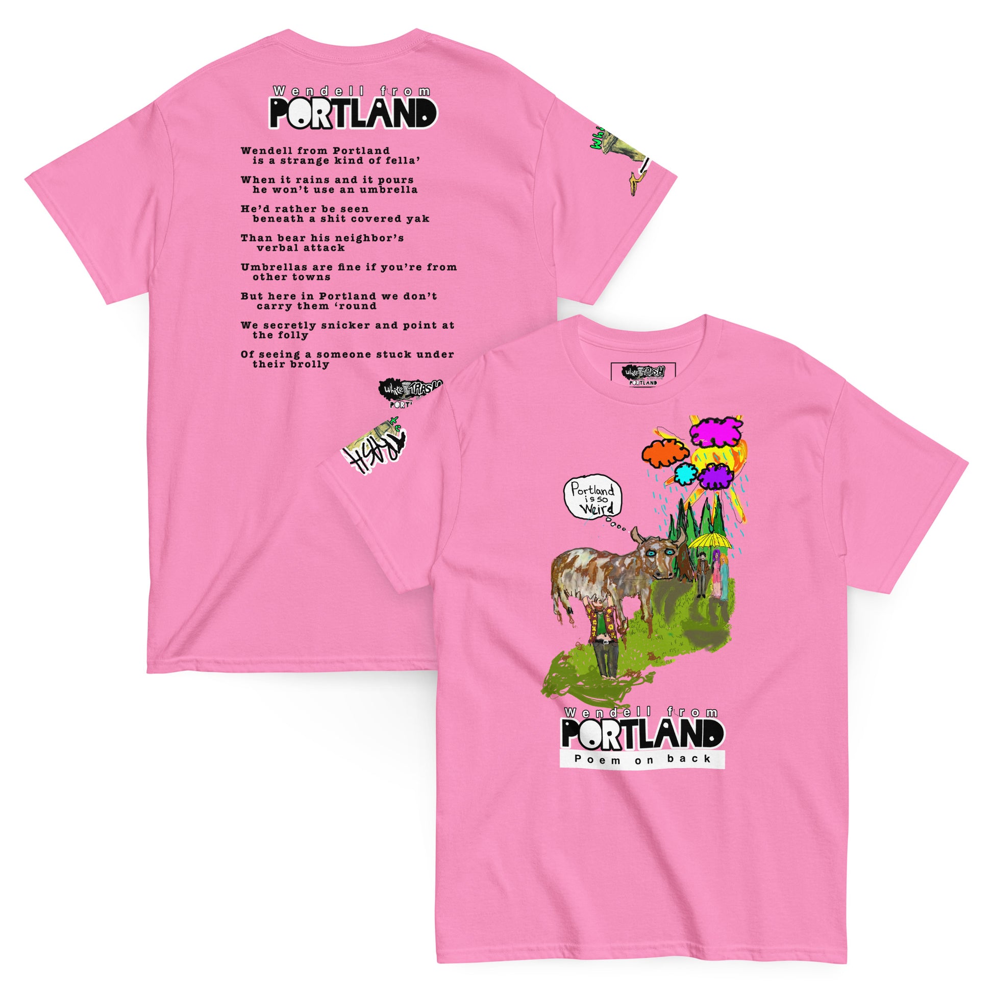White Trash Studios Portland Original Art Graphic t-shirt  in Pink