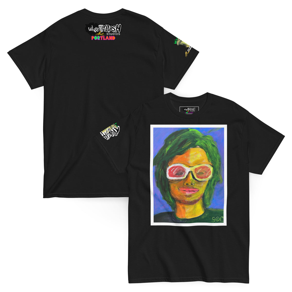White Trash Studios Portland Original Art  classic graphic t-shirt  in Black