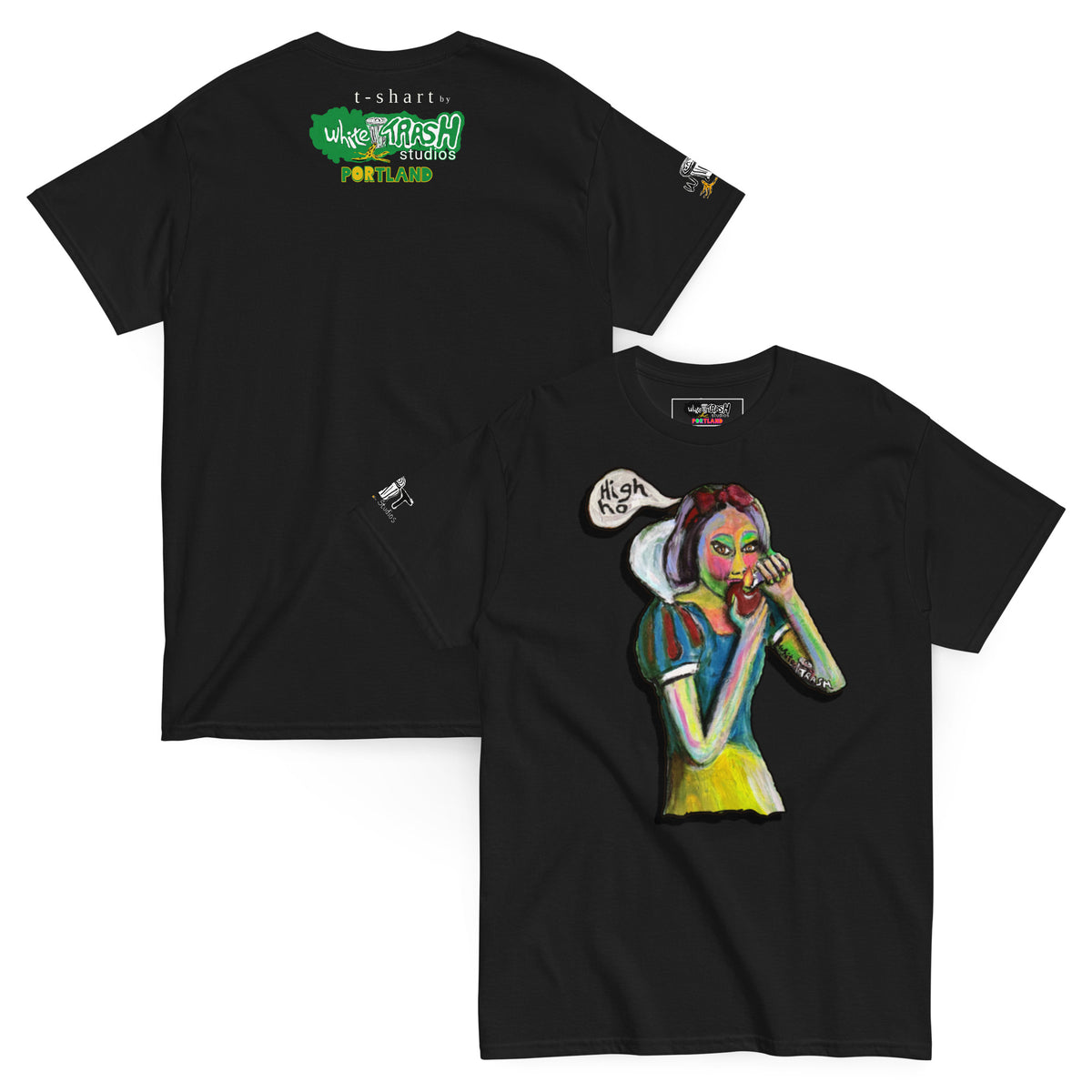 White Trash Studios Portland Original Art snow whited inspired classic graphic t-shirt  in Black