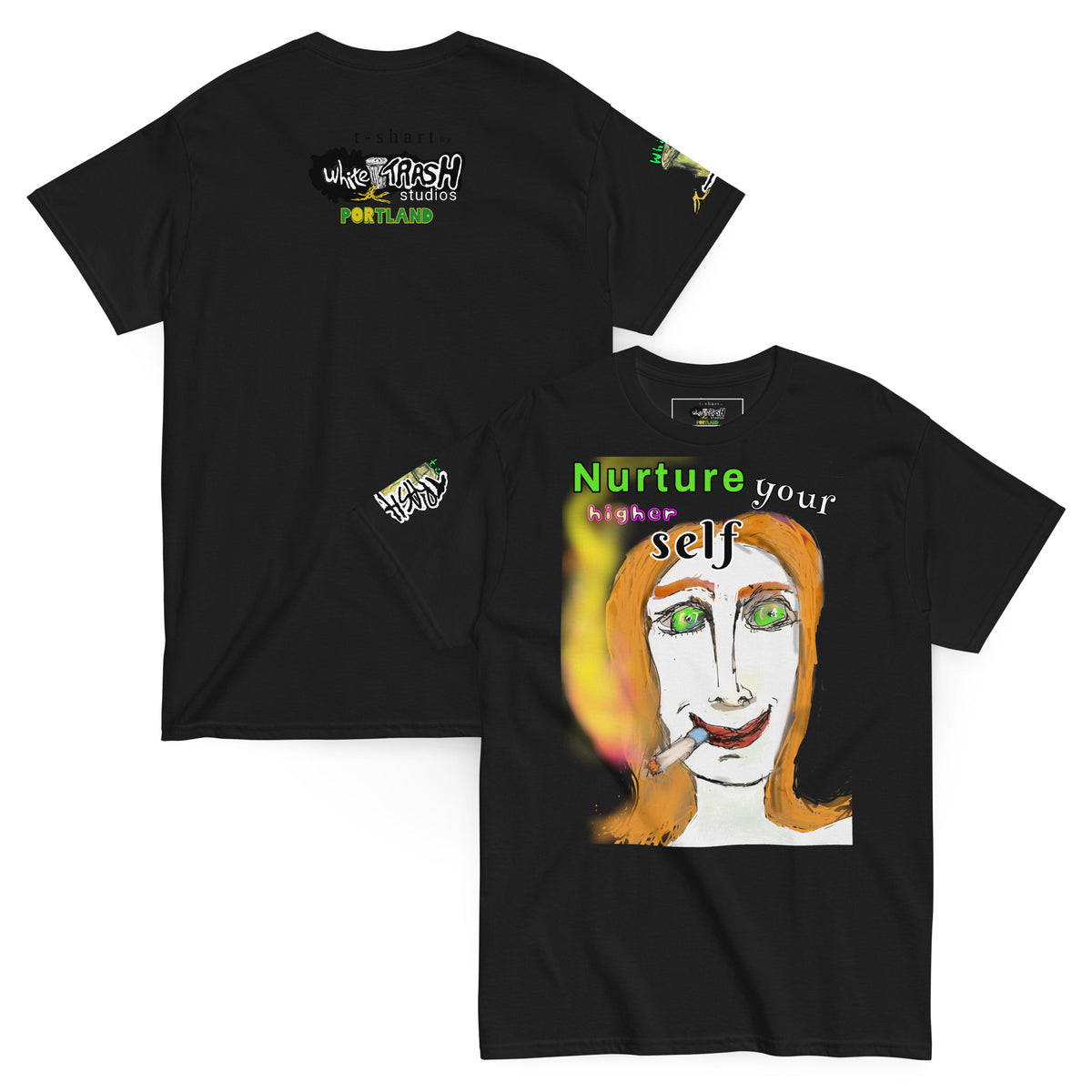 White Trash Studios Portland Original Art 420 classic graphic t-shirt  in Black