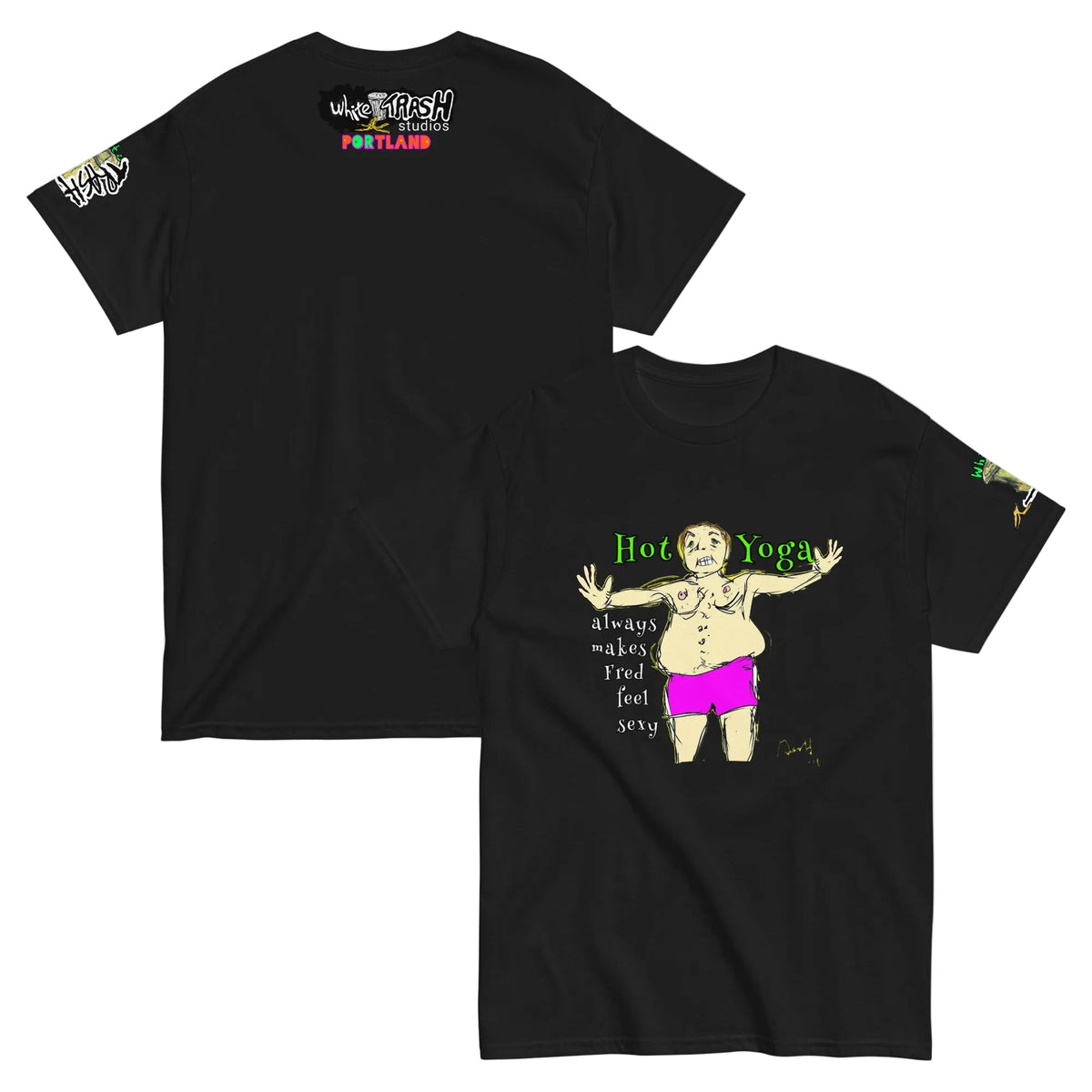 White Trash Studios Portland Original Art Hot Yoga Graphic t-shirt  in Black