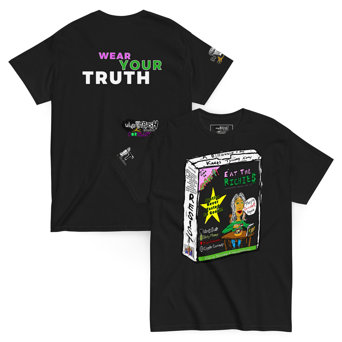 White Trash Studios Portland Original Art Graphic t-shirt  in Black