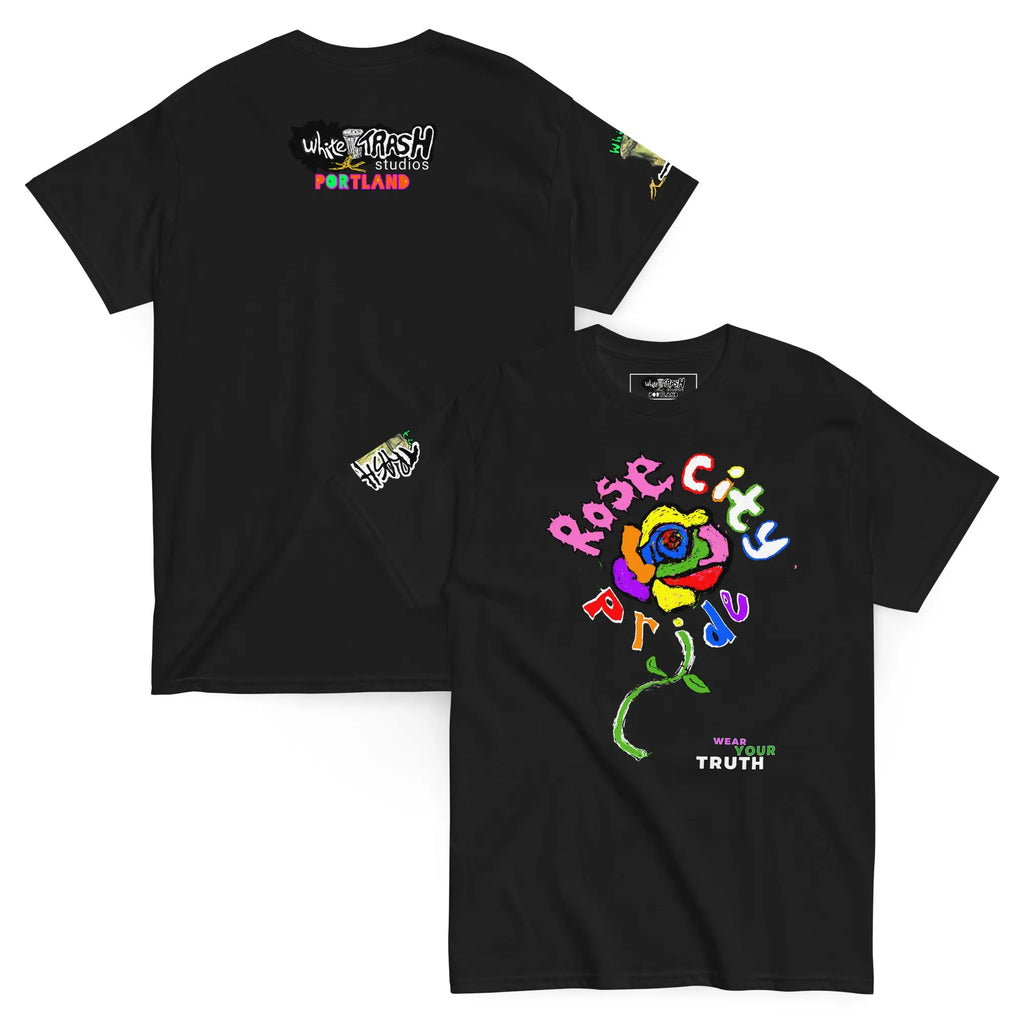 White Trash Studios Portland Pride Original Art Graphic t-shirt  in Black
