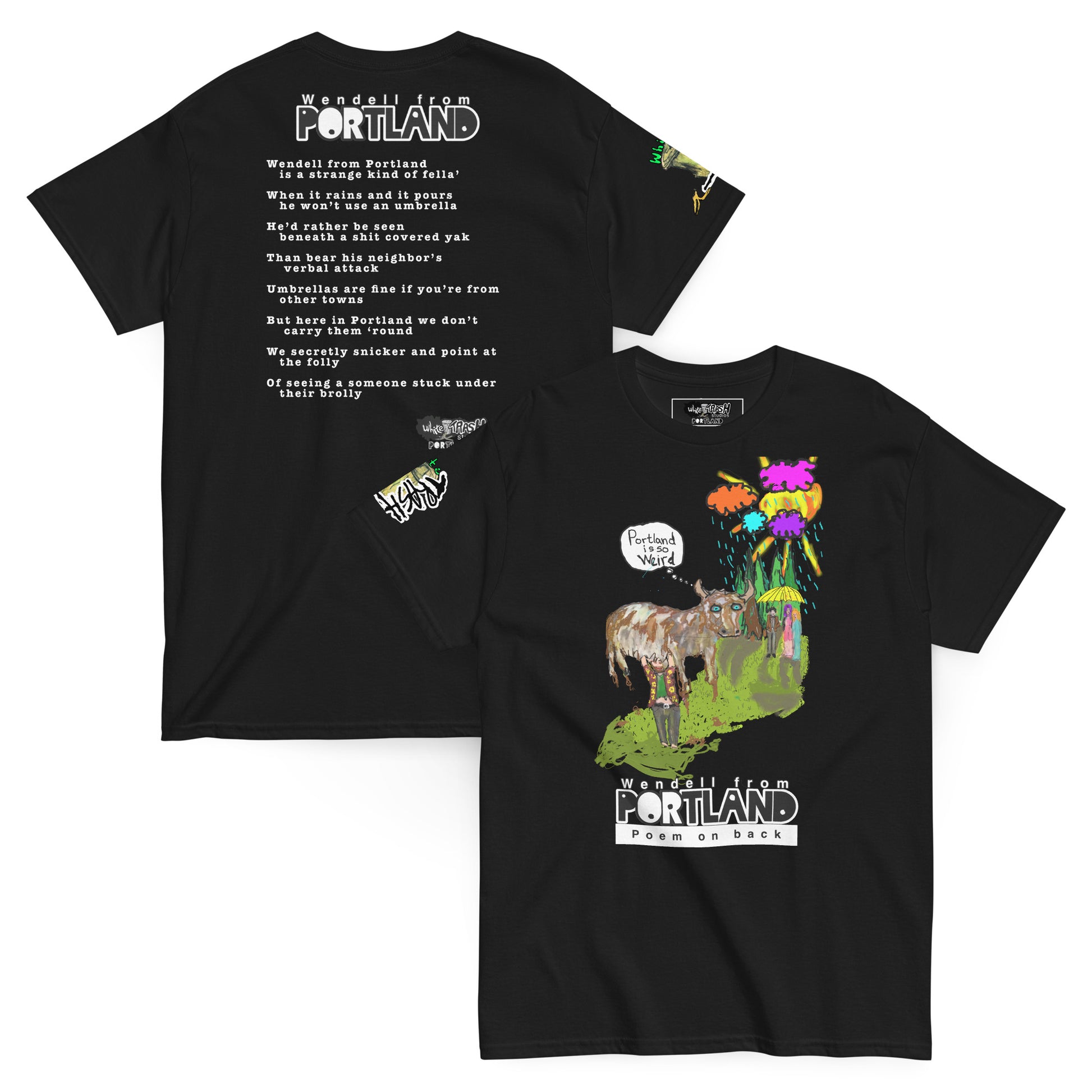 White Trash Studios Portland Original Art Graphic t-shirt  in Black