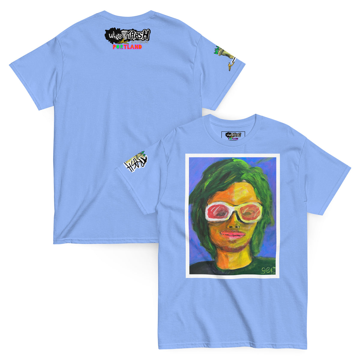 White Trash Studios Portland Original Art  classic graphic t-shirt  in Blue