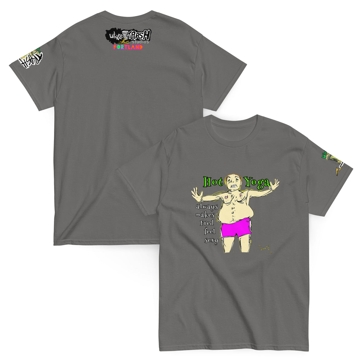 White Trash Studios Portland Original Art Hot Yoga Graphic t-shirt  in Gray