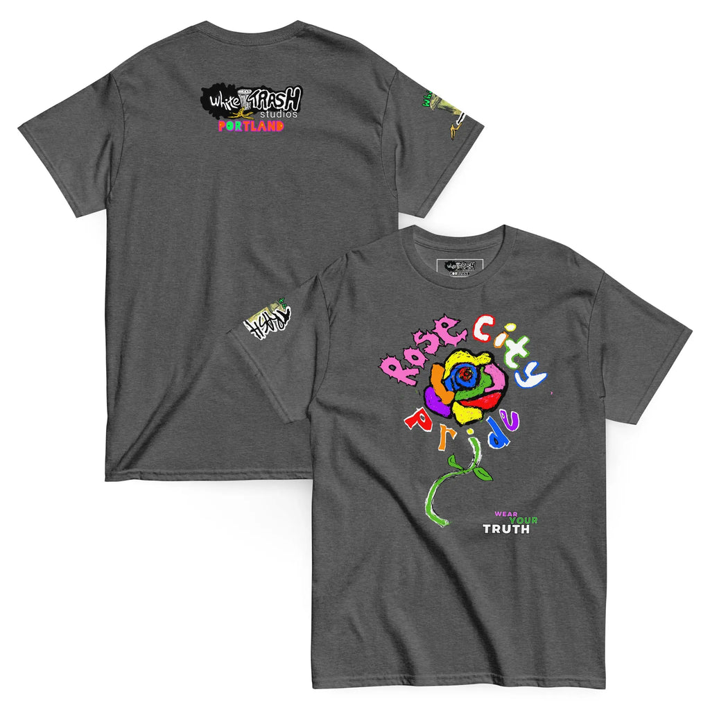White Trash Studios Portland Pride Original Art Graphic t-shirt  in Gray