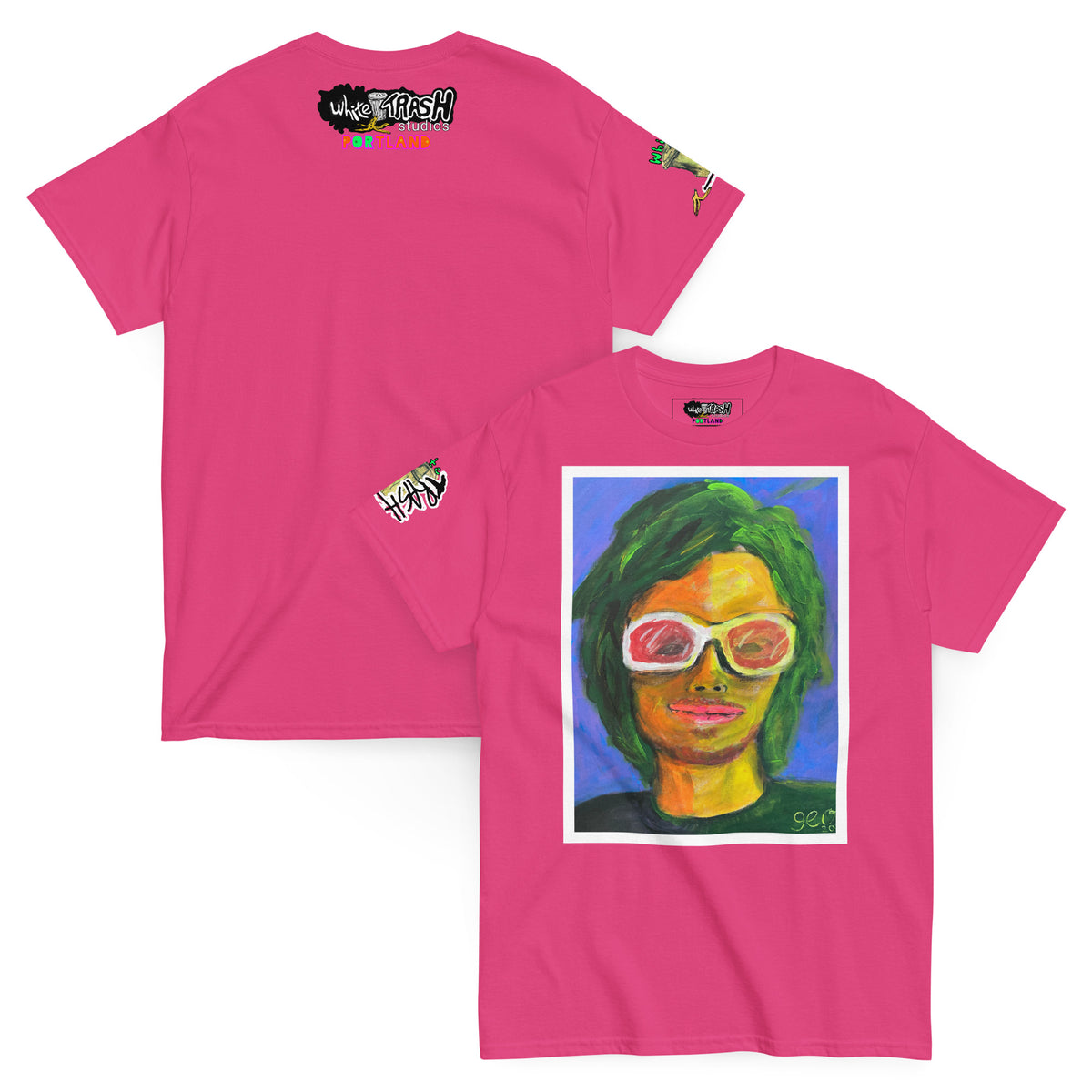 White Trash Studios Portland Original Art  classic graphic t-shirt  in Pink