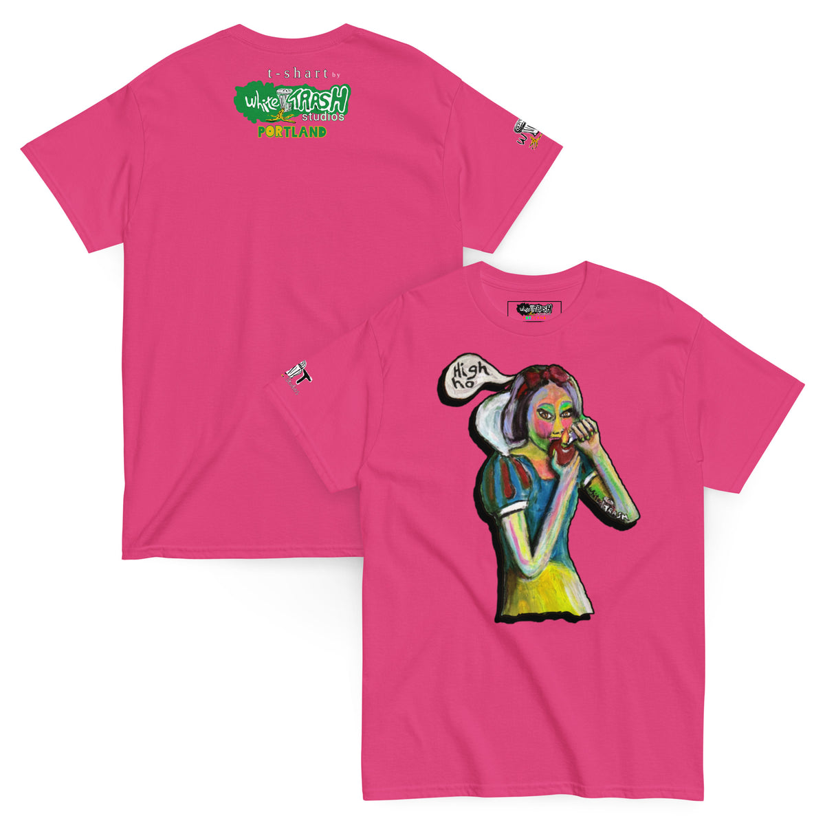 White Trash Studios Portland Original Art snow whited inspired classic graphic t-shirt  in Pink