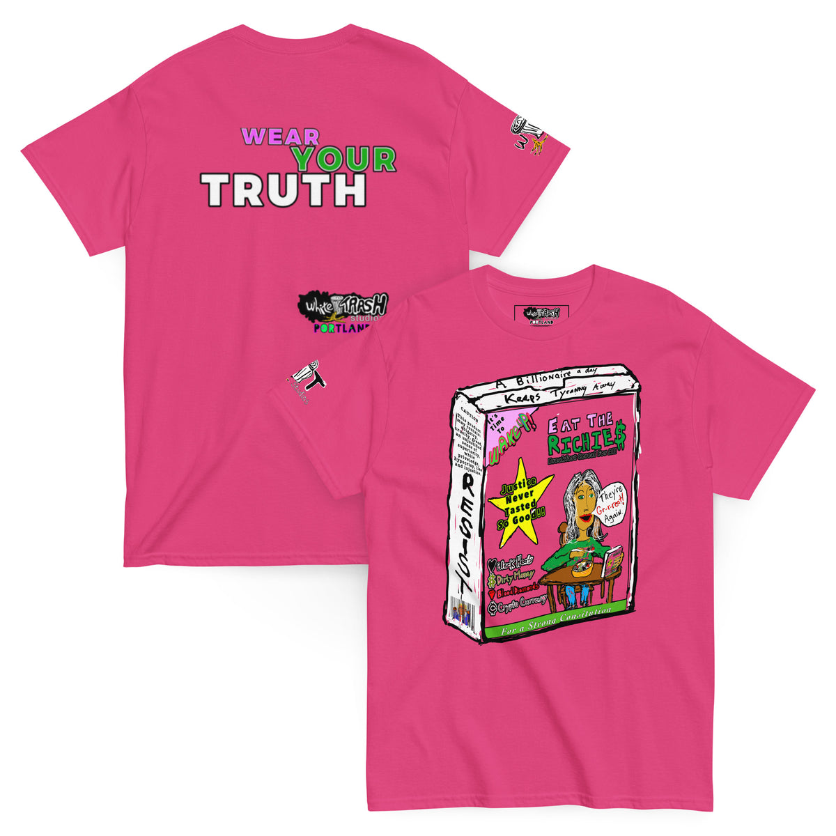 White Trash Studios Portland Original Art Graphic t-shirt  in Pink