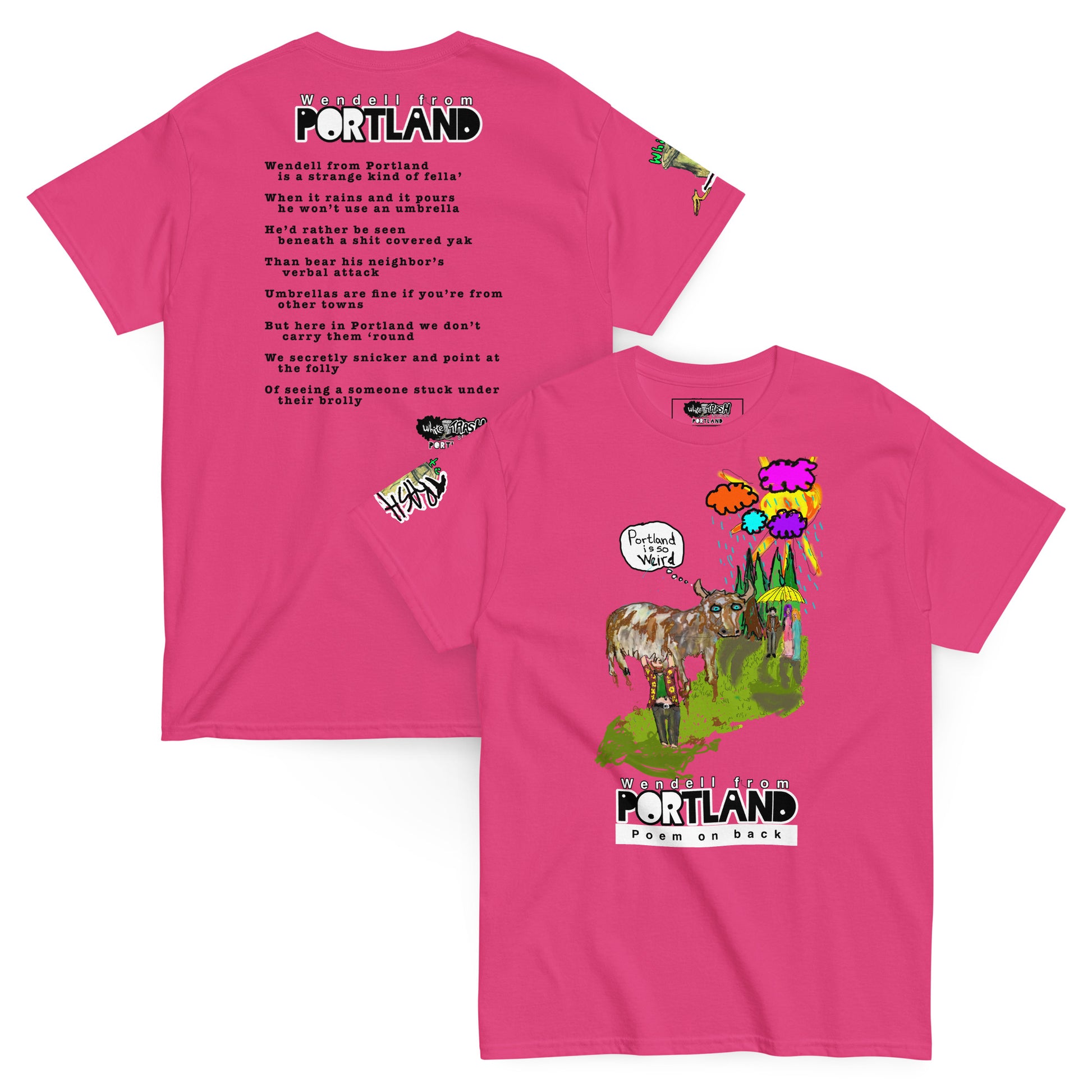 White Trash Studios Portland Original Art Graphic t-shirt  in Pink