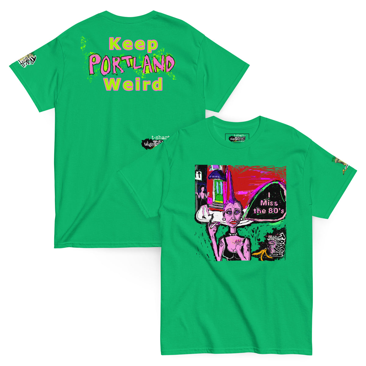 White Trash Studios Portland Original Art  Poseurs 80’s DC classic graphic t-shirt  in Green