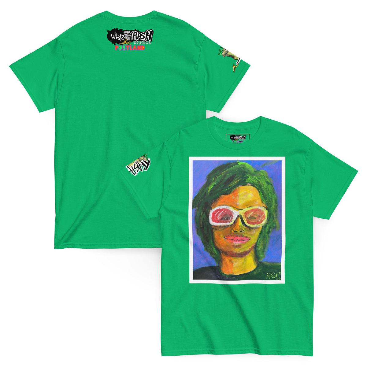 White Trash Studios Portland Original Art  classic graphic t-shirt  in Green