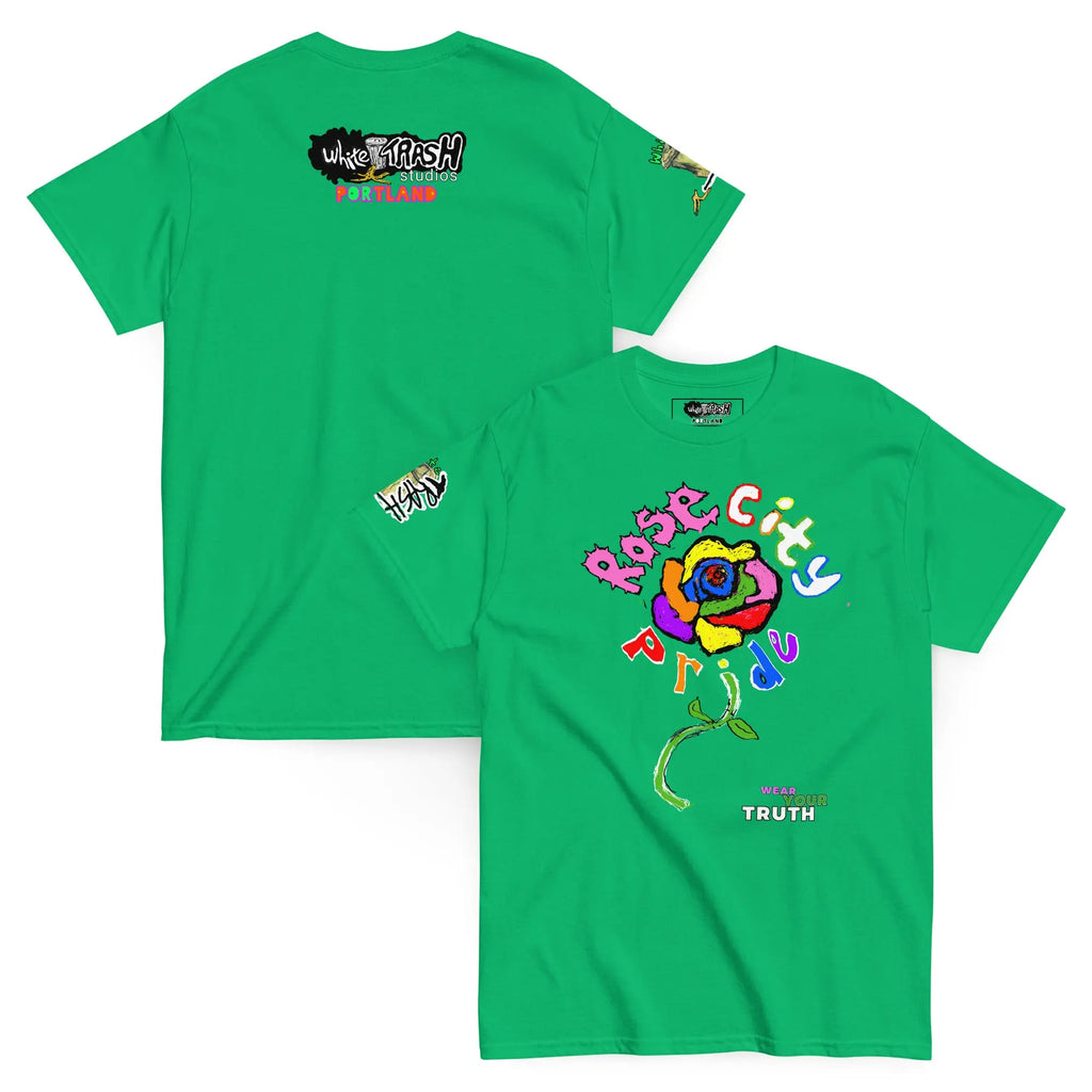 White Trash Studios Portland Pride Original Art Graphic t-shirt  in Green