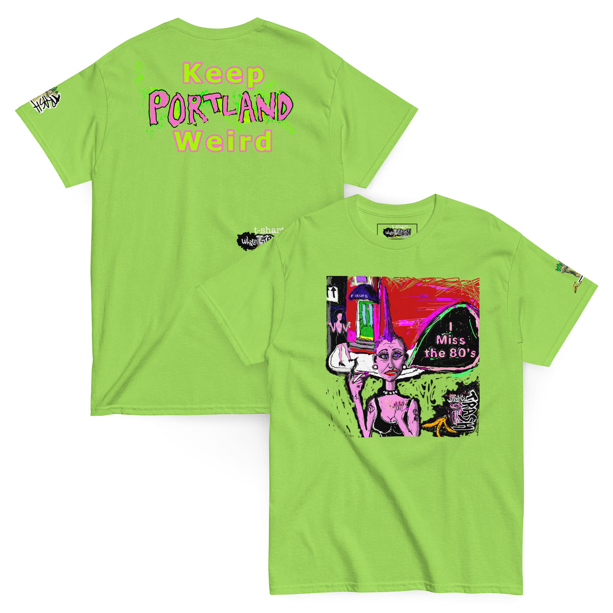 White Trash Studios Portland Original Art  Poseurs 80’s DC classic graphic t-shirt  in Green