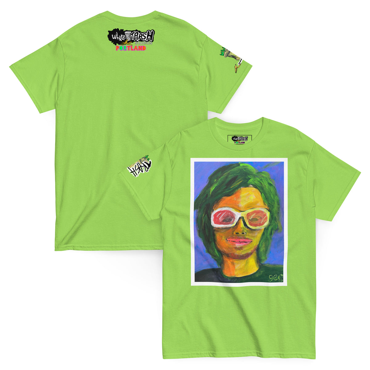 White Trash Studios Portland Original Art  classic graphic t-shirt  in Green