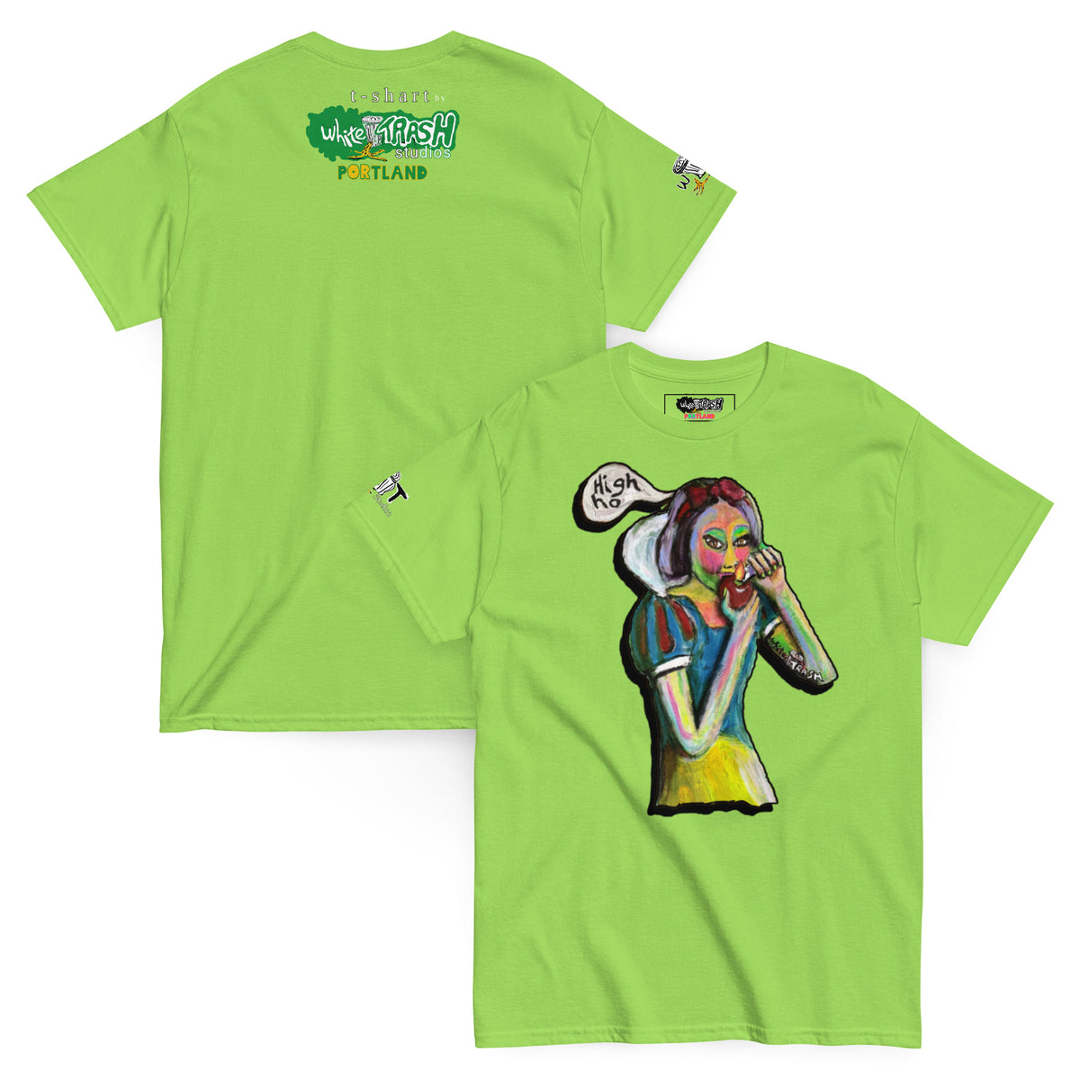 White Trash Studios Portland Original Art snow whited inspired classic graphic t-shirt  in Green