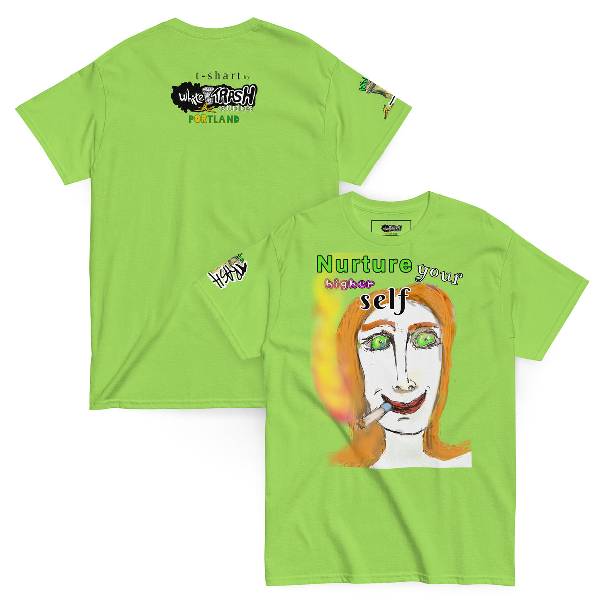 White Trash Studios Portland Original Art 420 classic graphic t-shirt  in Green