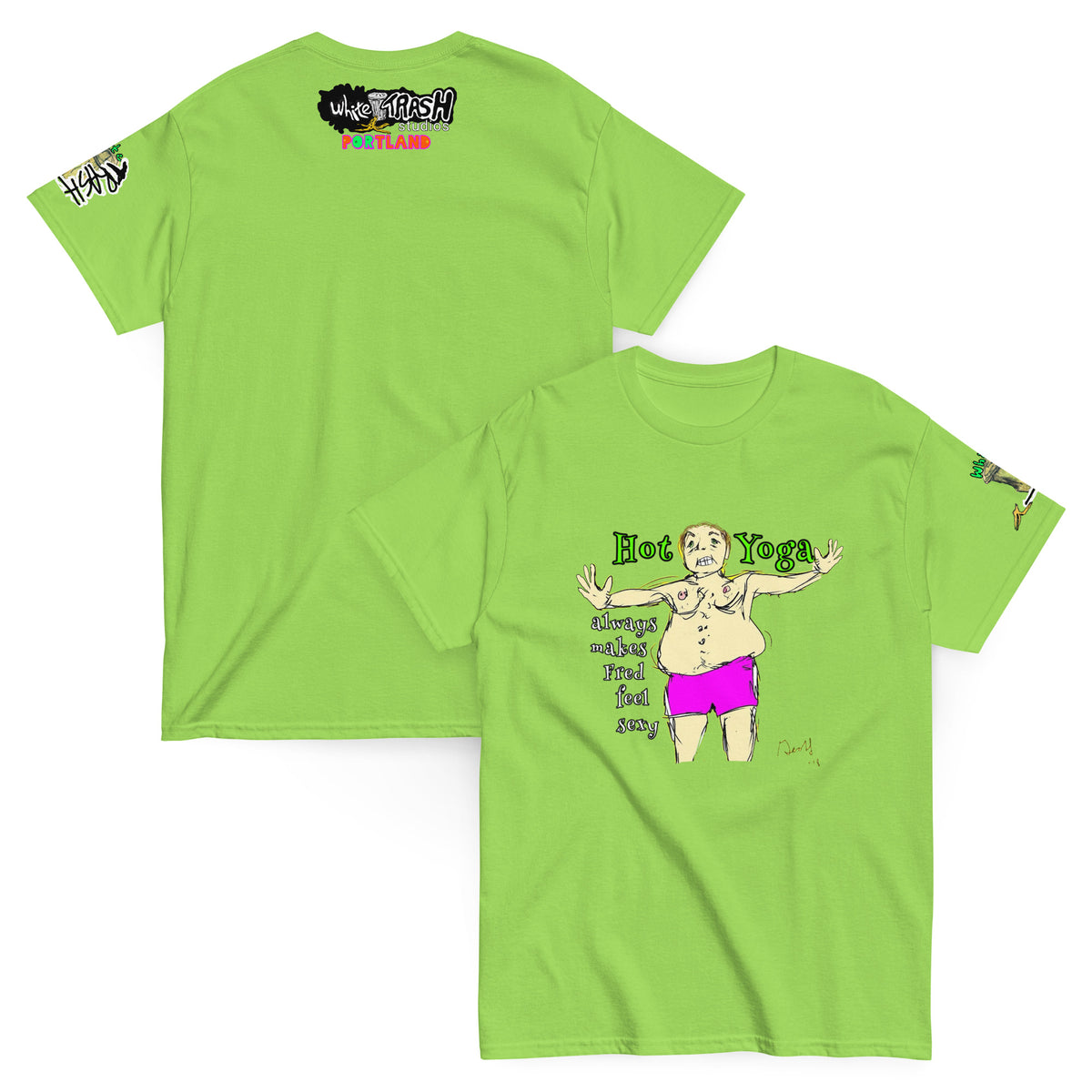 White Trash Studios Portland Original Art Hot Yoga Graphic t-shirt  in Green