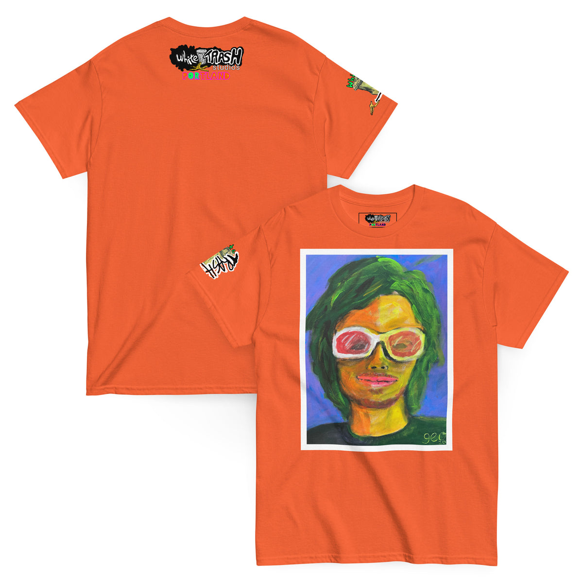 White Trash Studios Portland Original Art  classic graphic t-shirt  in Orange