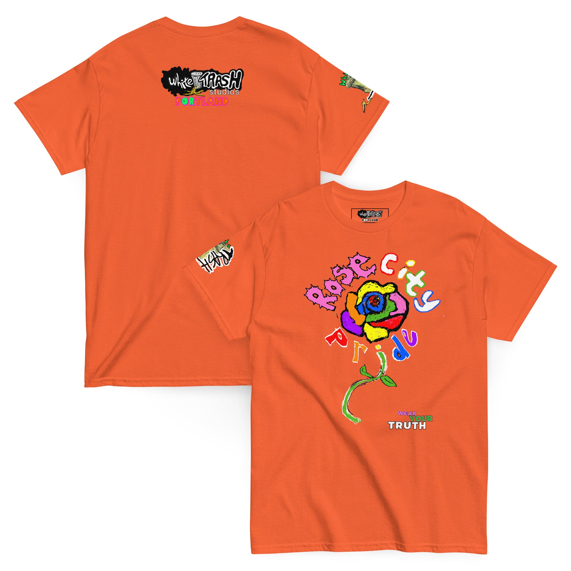 White Trash Studios Portland Original Art Graphic t-shirt  in Orange