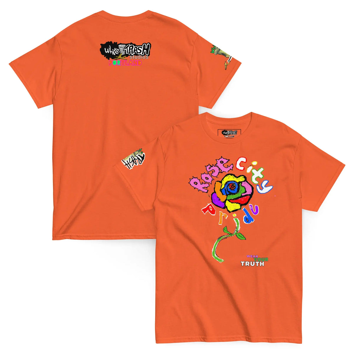 White Trash Studios Portland Original Art Graphic t-shirt  in Orange