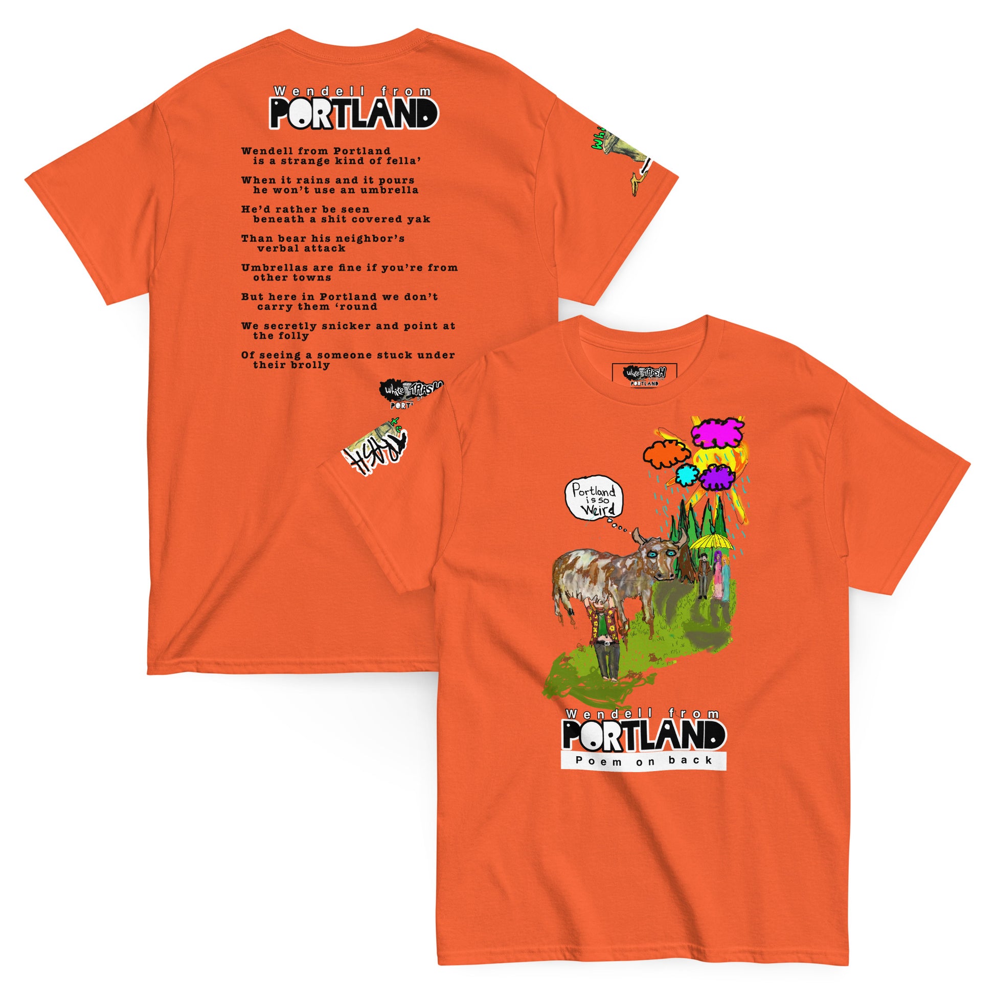 White Trash Studios Portland Original Art Graphic t-shirt  in Orange