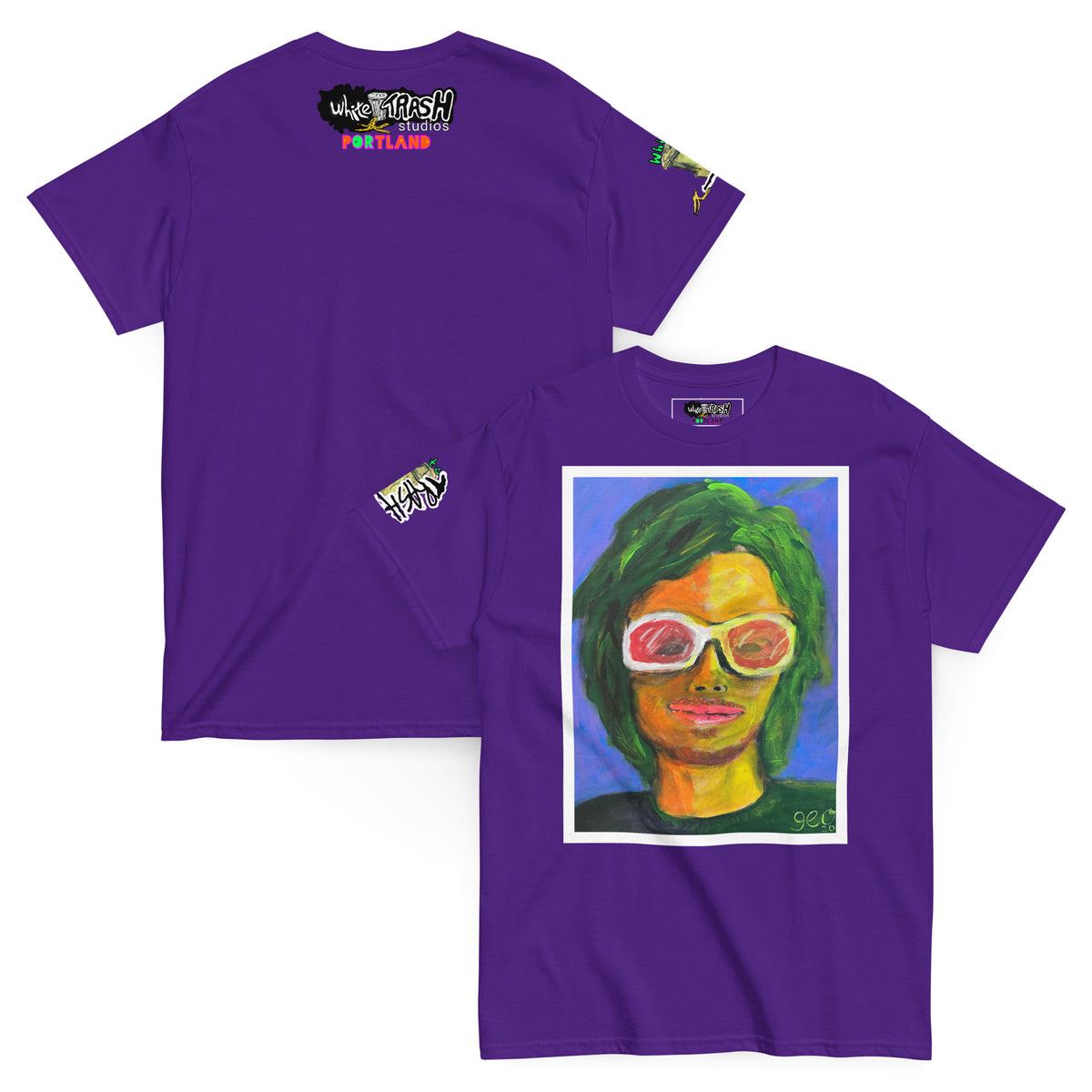 White Trash Studios Portland Original Art  classic graphic t-shirt  in Purple