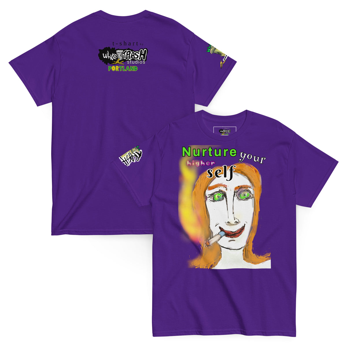 White Trash Studios Portland Original Art 420 classic graphic t-shirt  in Purple