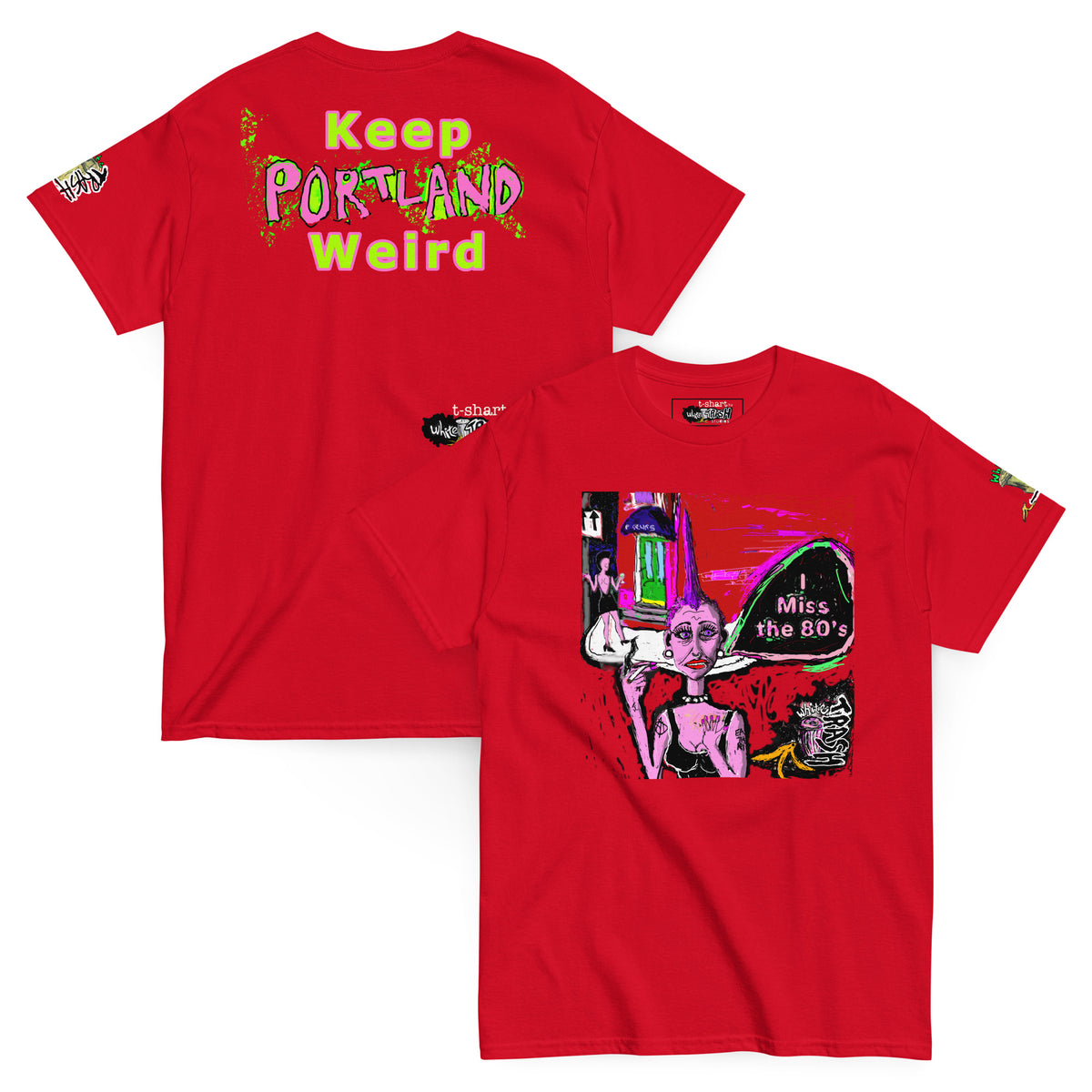 White Trash Studios Portland Original Art  Poseurs 80’s DC classic graphic t-shirt  in Red