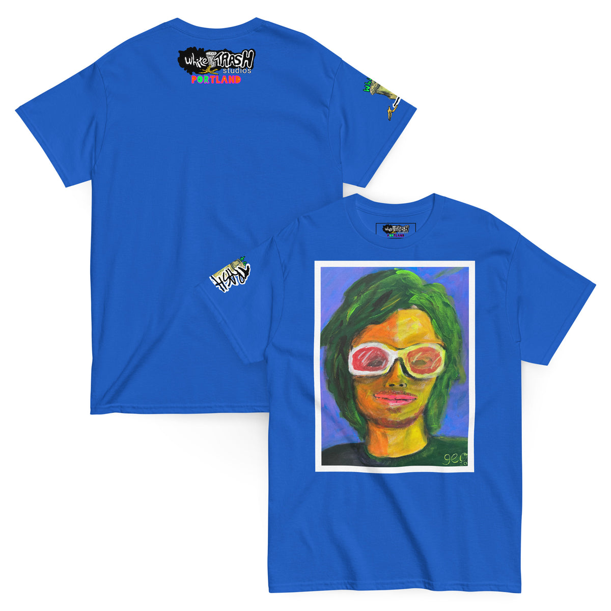 White Trash Studios Portland Original Art  classic graphic t-shirt  in Blue
