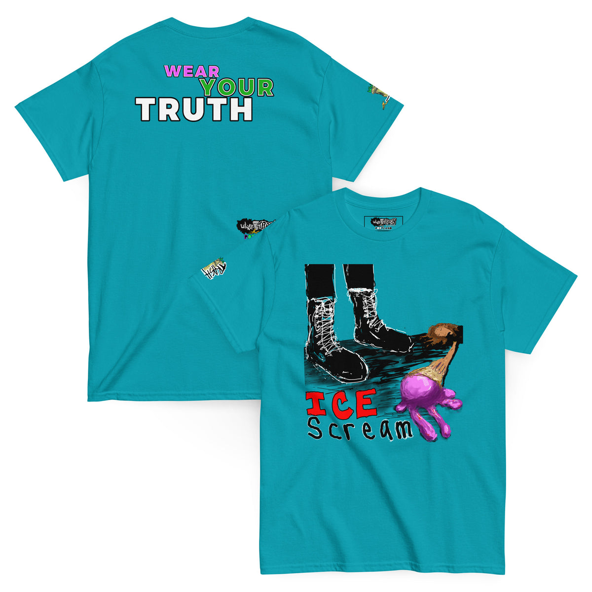 White Trash Studios Portland Original Art Graphic t-shirt  in Teal