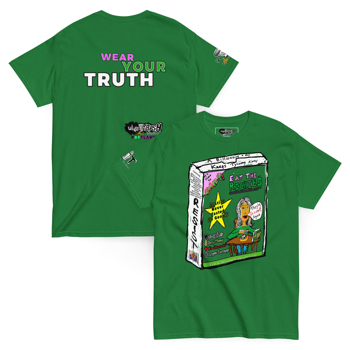 White Trash Studios Portland Original Art Graphic t-shirt  in Green